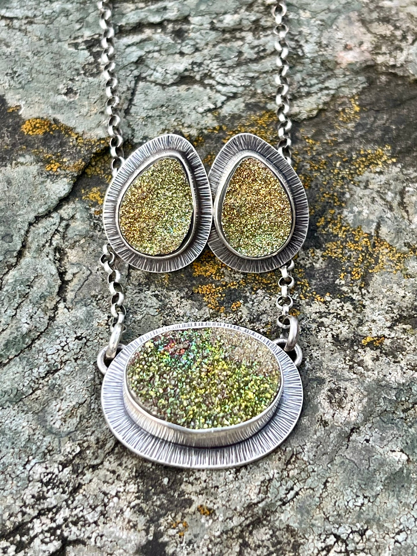 Rainbow Pyrite Drusy Earrings