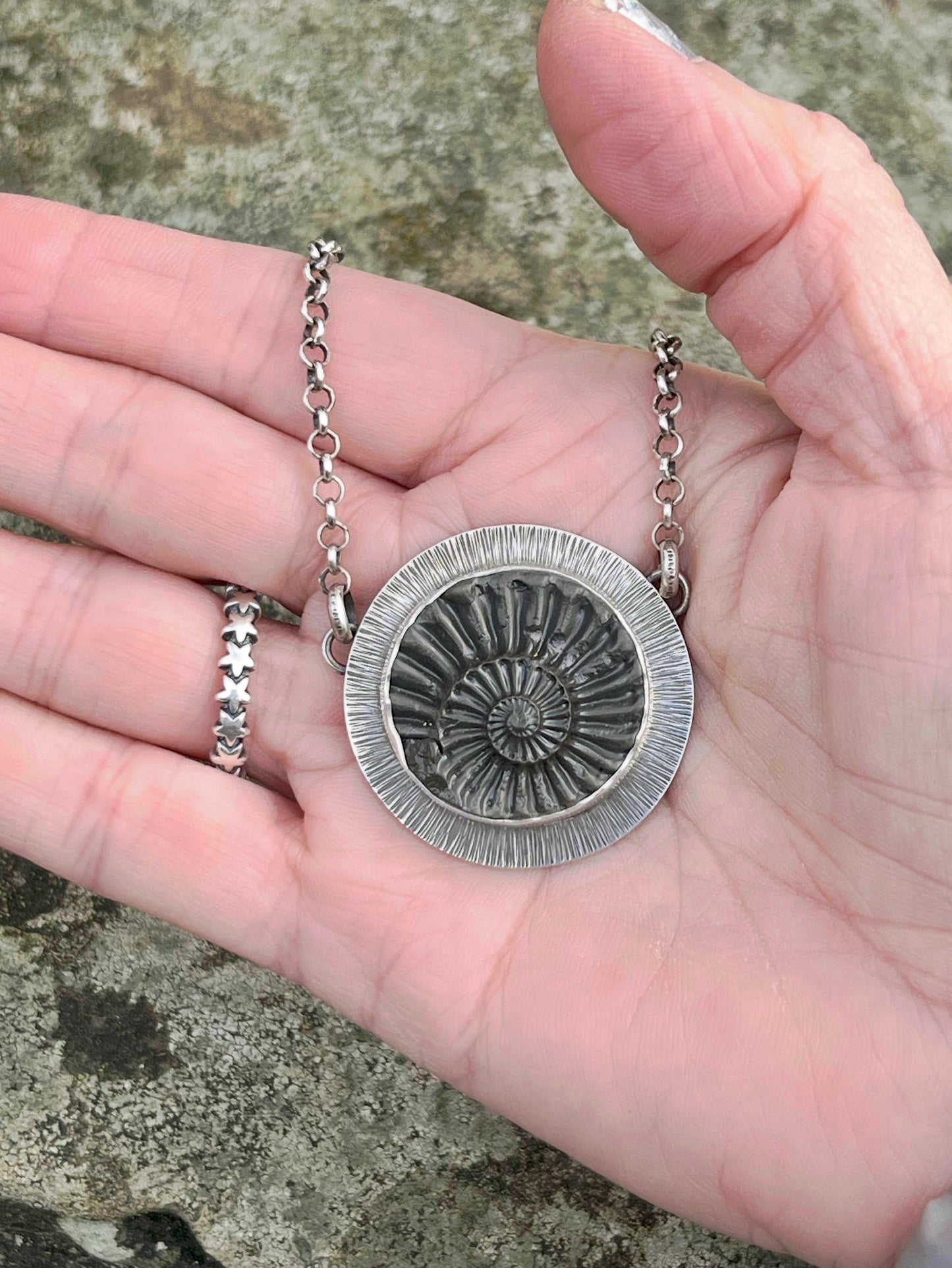 Pyritized Ammonite Negative Necklace