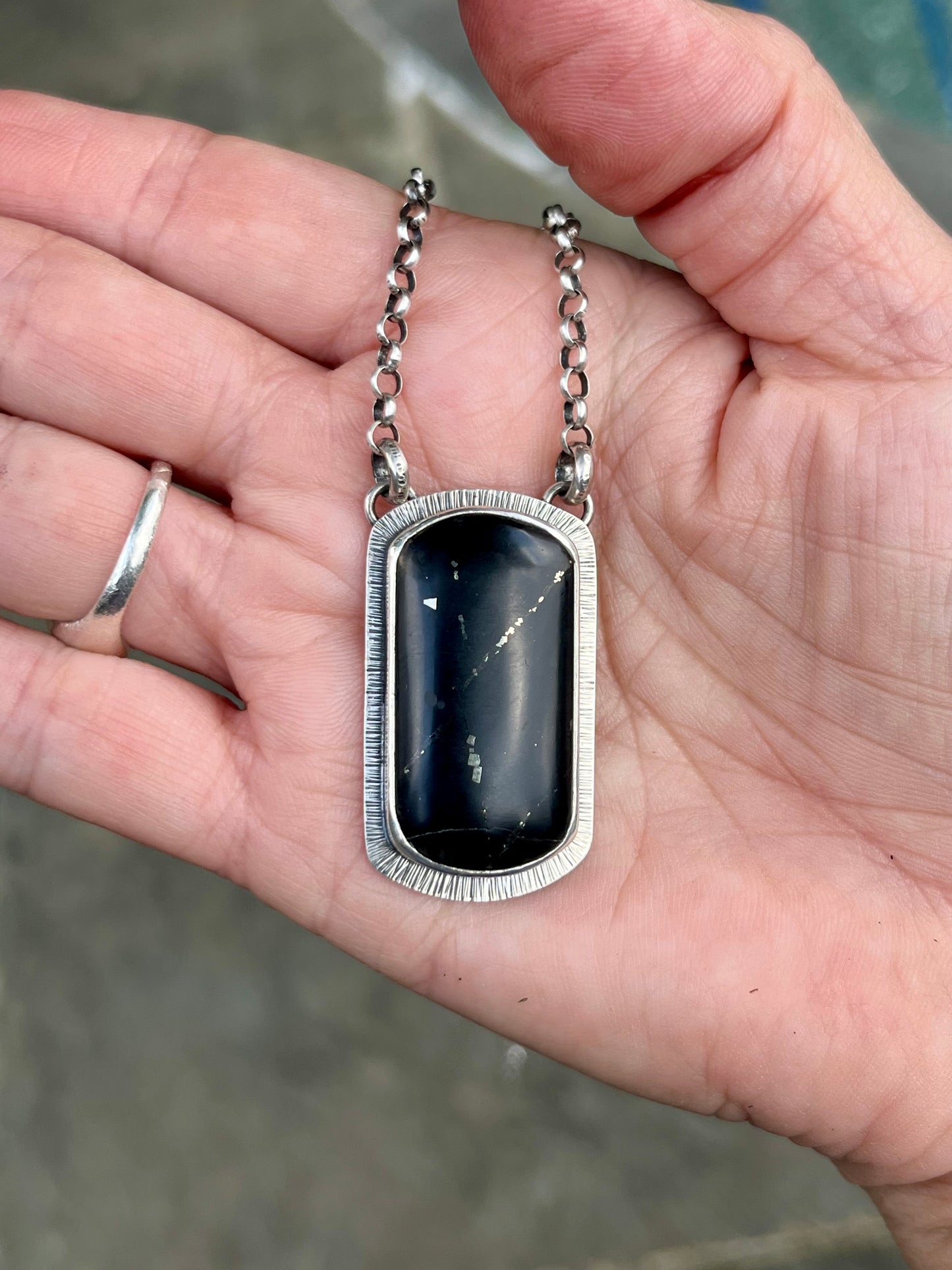 Magnetite Dog Tag Necklace