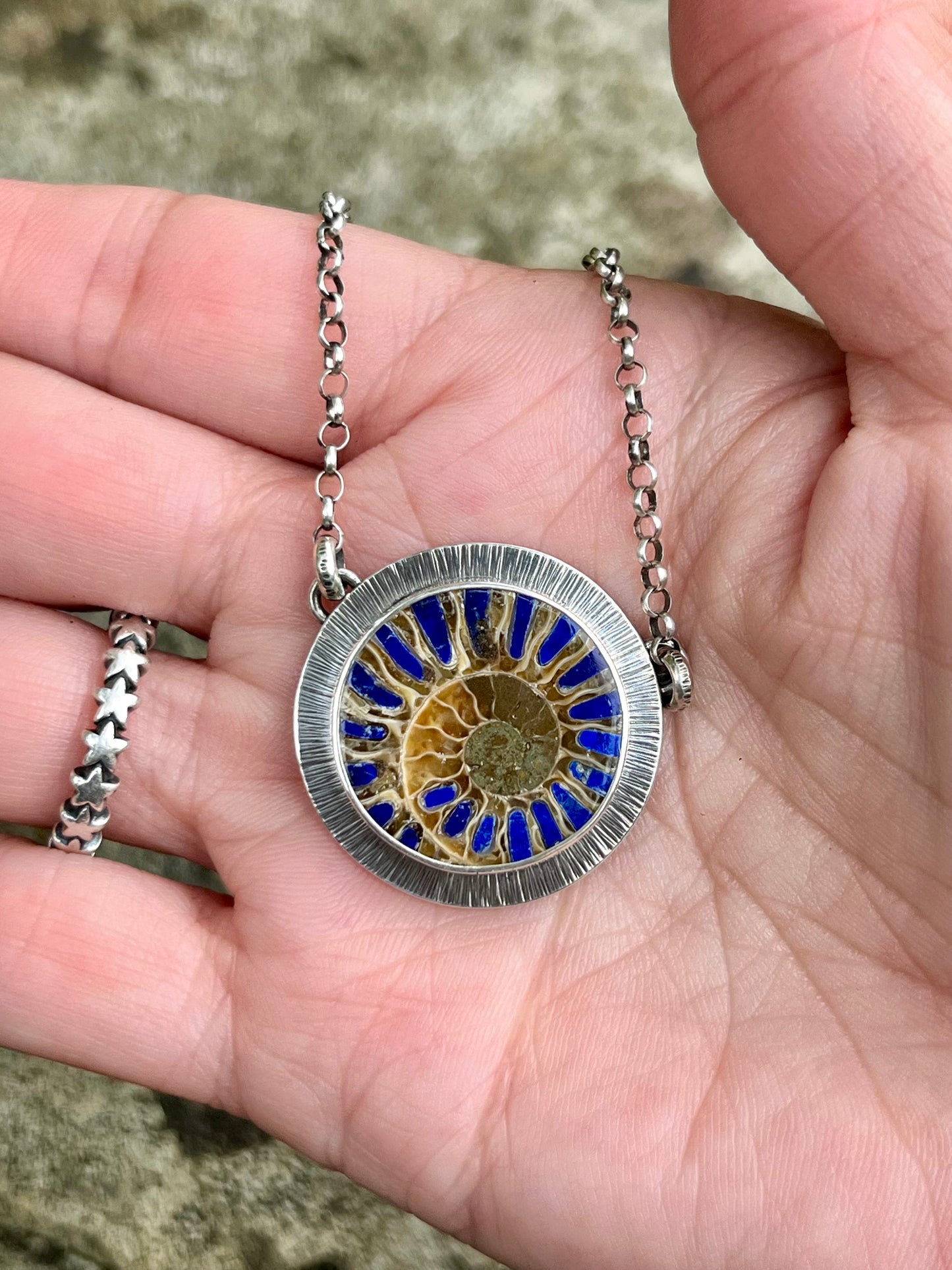 Ammonite with Lapis Inlay Necklace