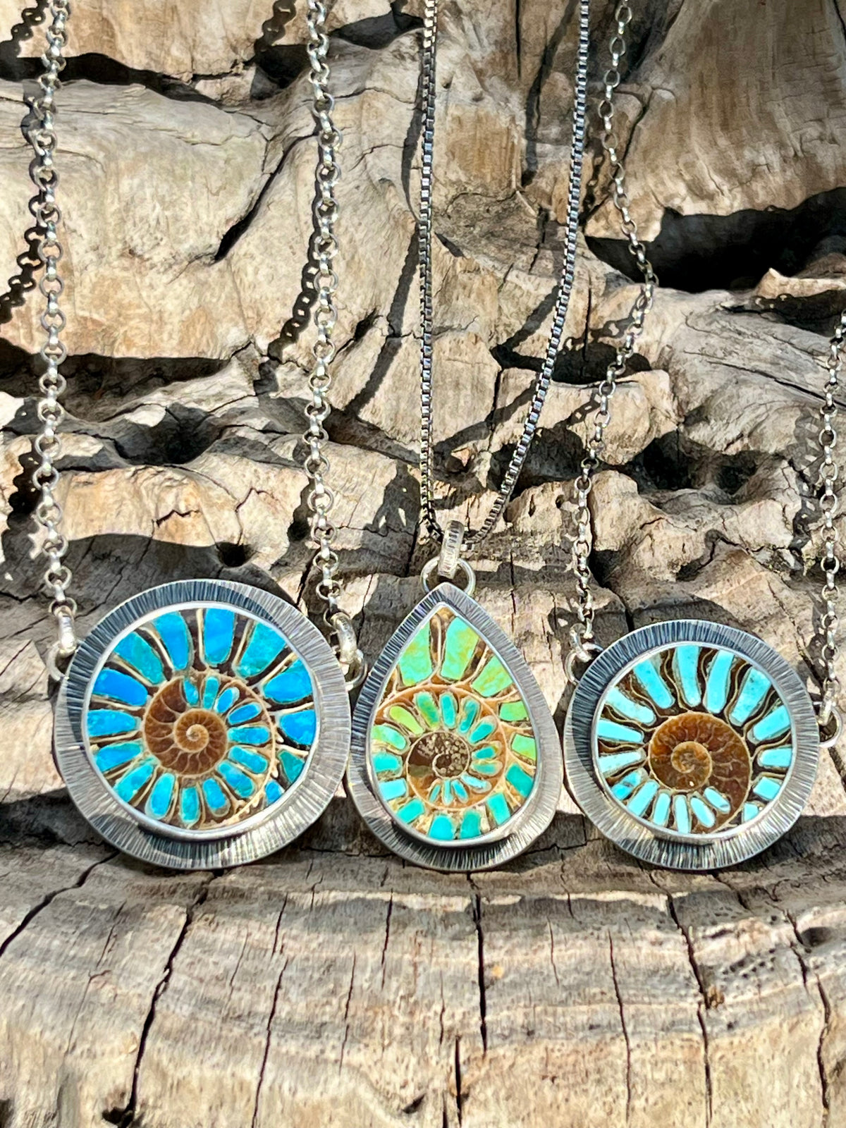 Ammonite with Turquoise Inlay Necklace