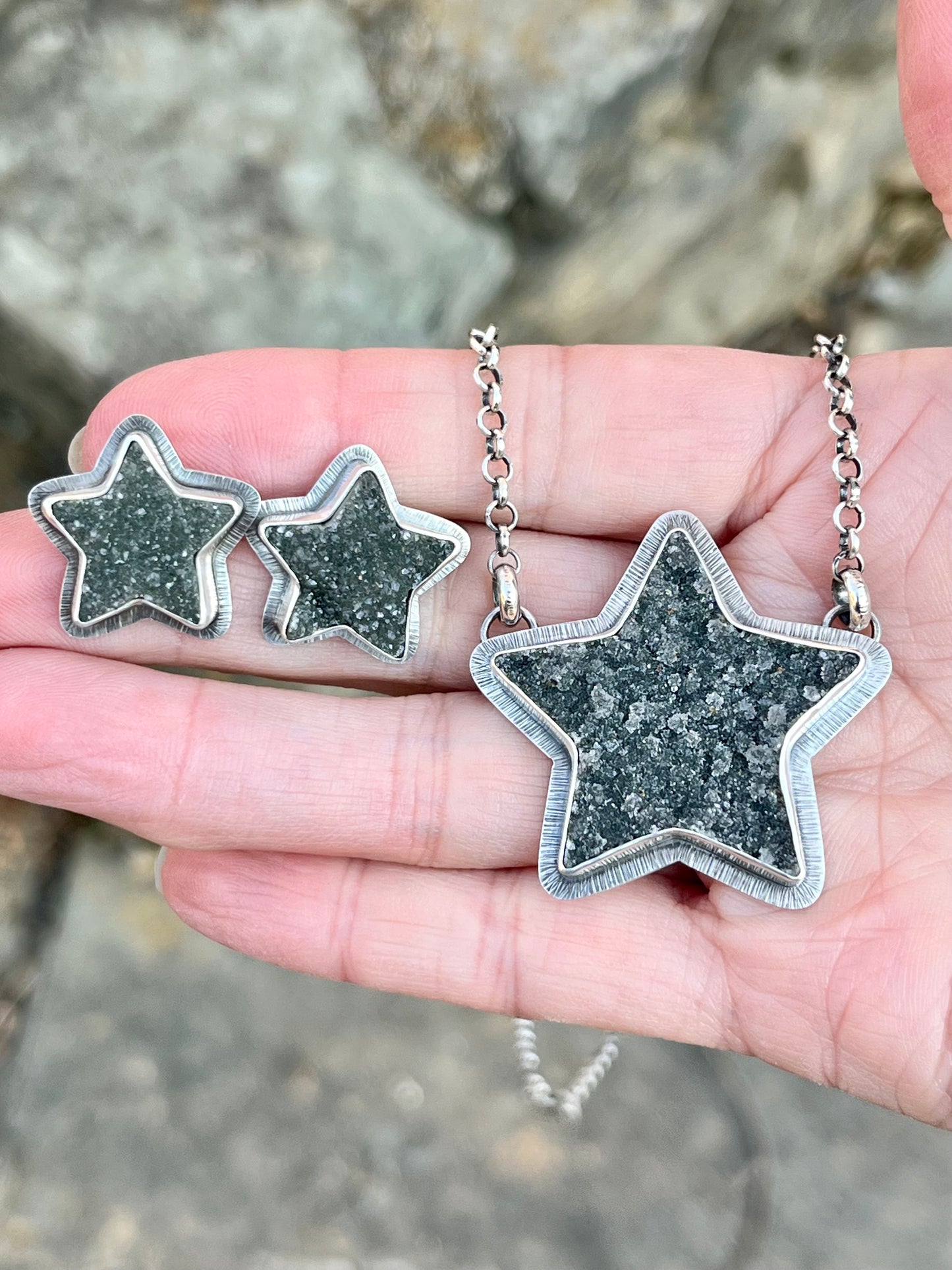 Drusy Star Earrings