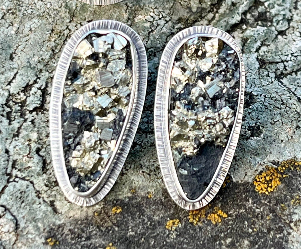 Pyrite Drusy Talon Earrings