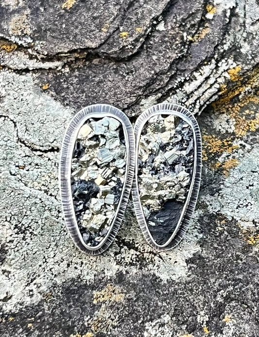 Pyrite Drusy Talon Earrings