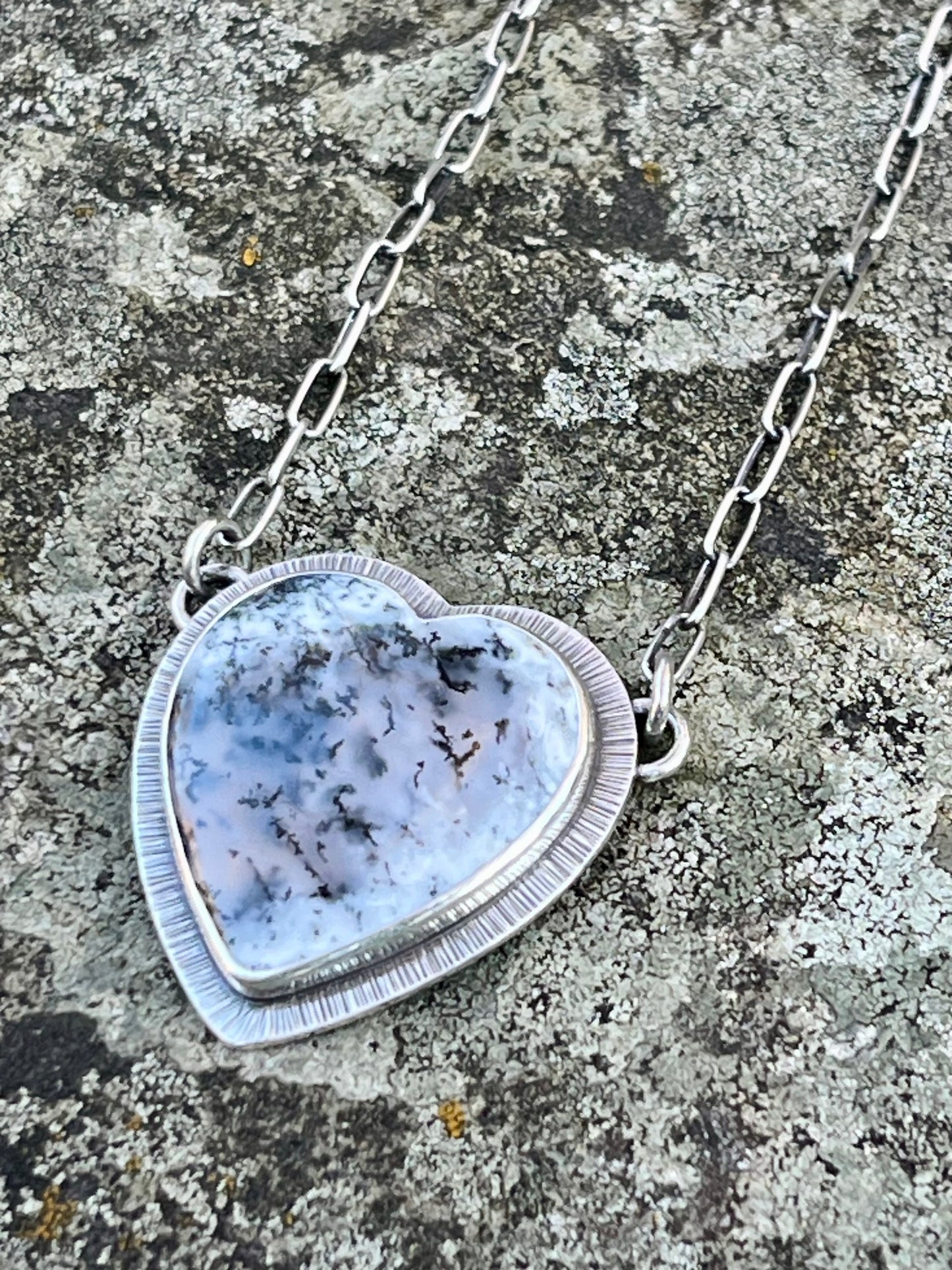 Dendritic Opalized Agate Heart Necklace