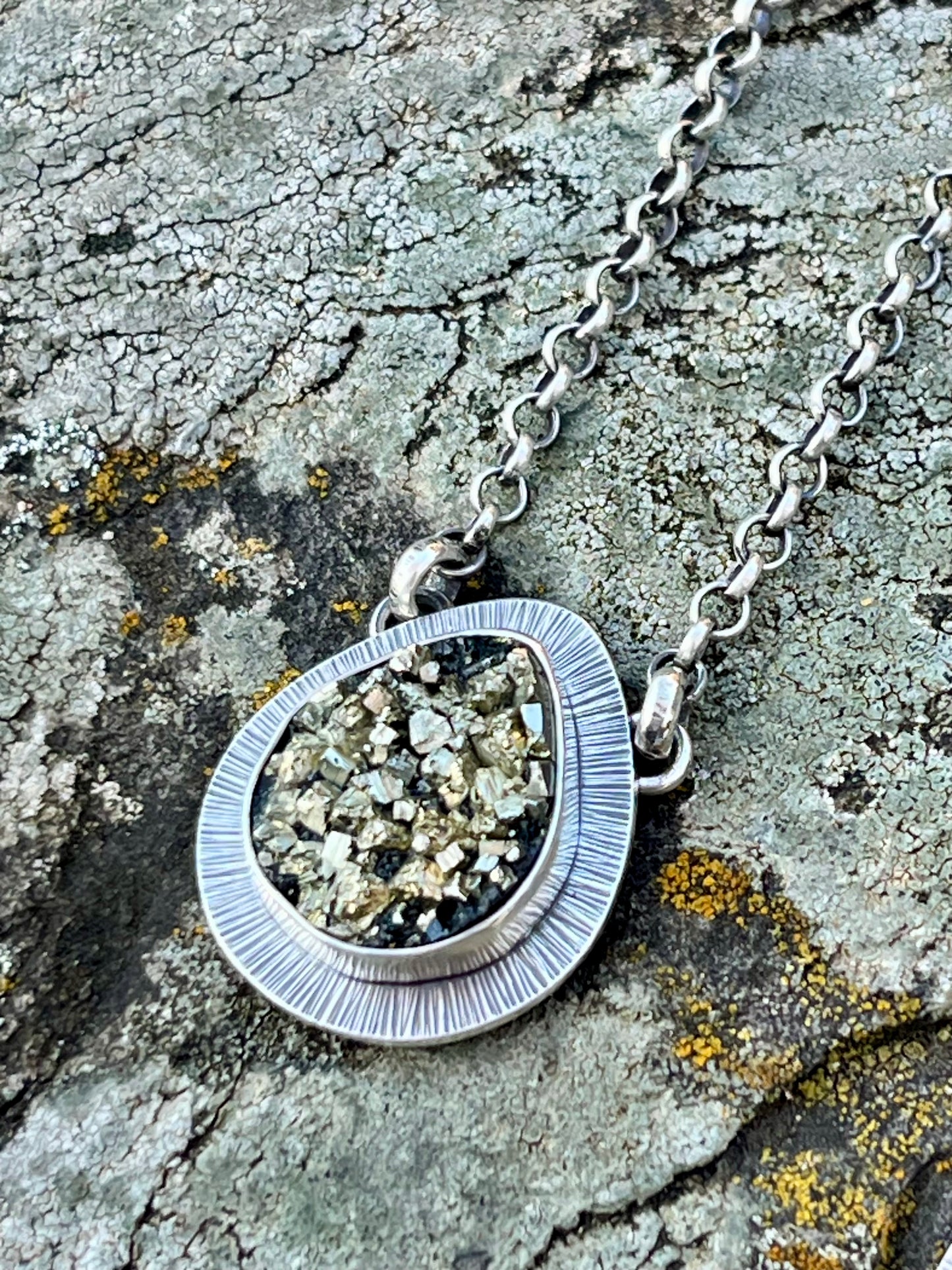 Pyrite Drusy in Basalt Necklace
