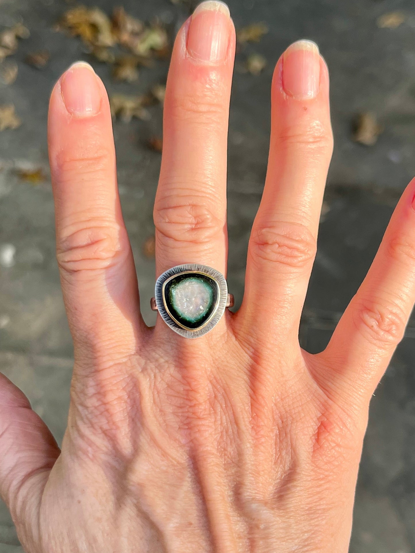 Tourmaline Slice Doublet Ring