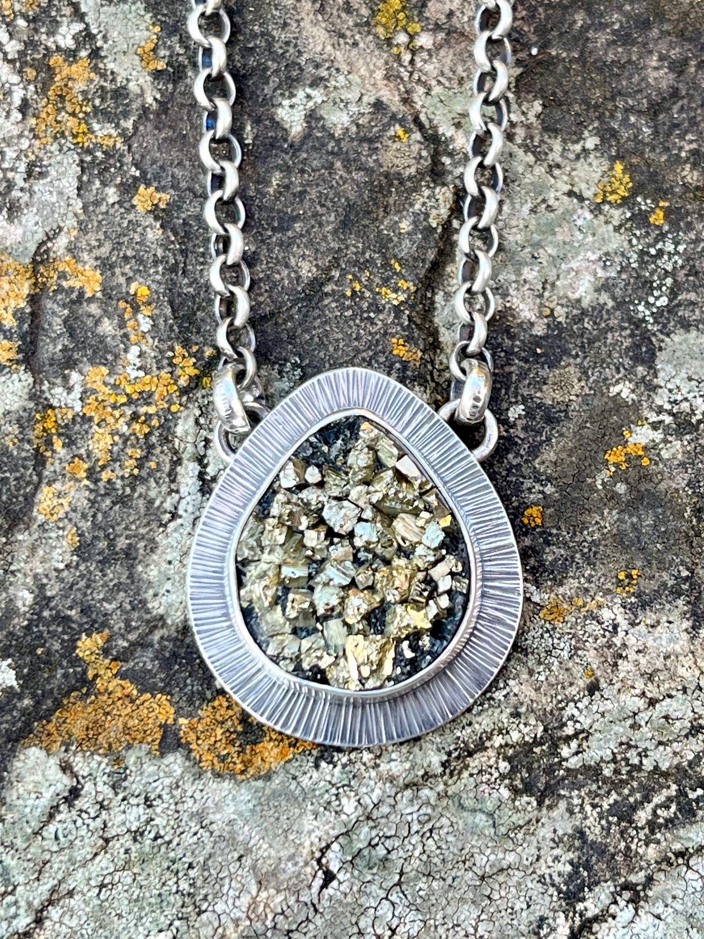 Pyrite Drusy in Basalt Necklace