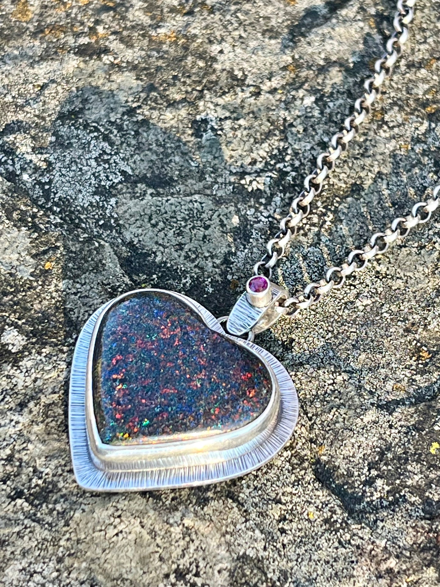 Andamooka Opal Heart Necklace