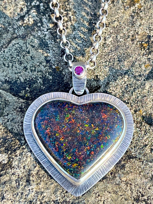 Andamooka Opal Heart Necklace