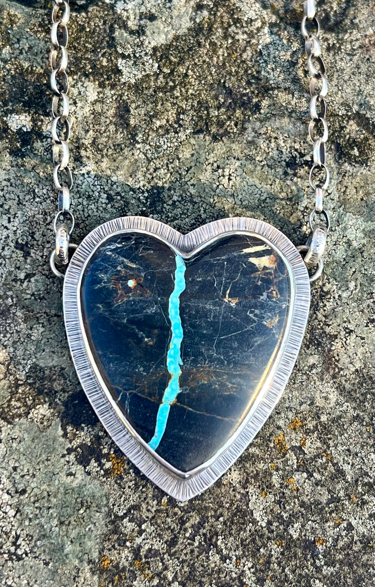 Viking Ribbon Turquoise Heart Necklace