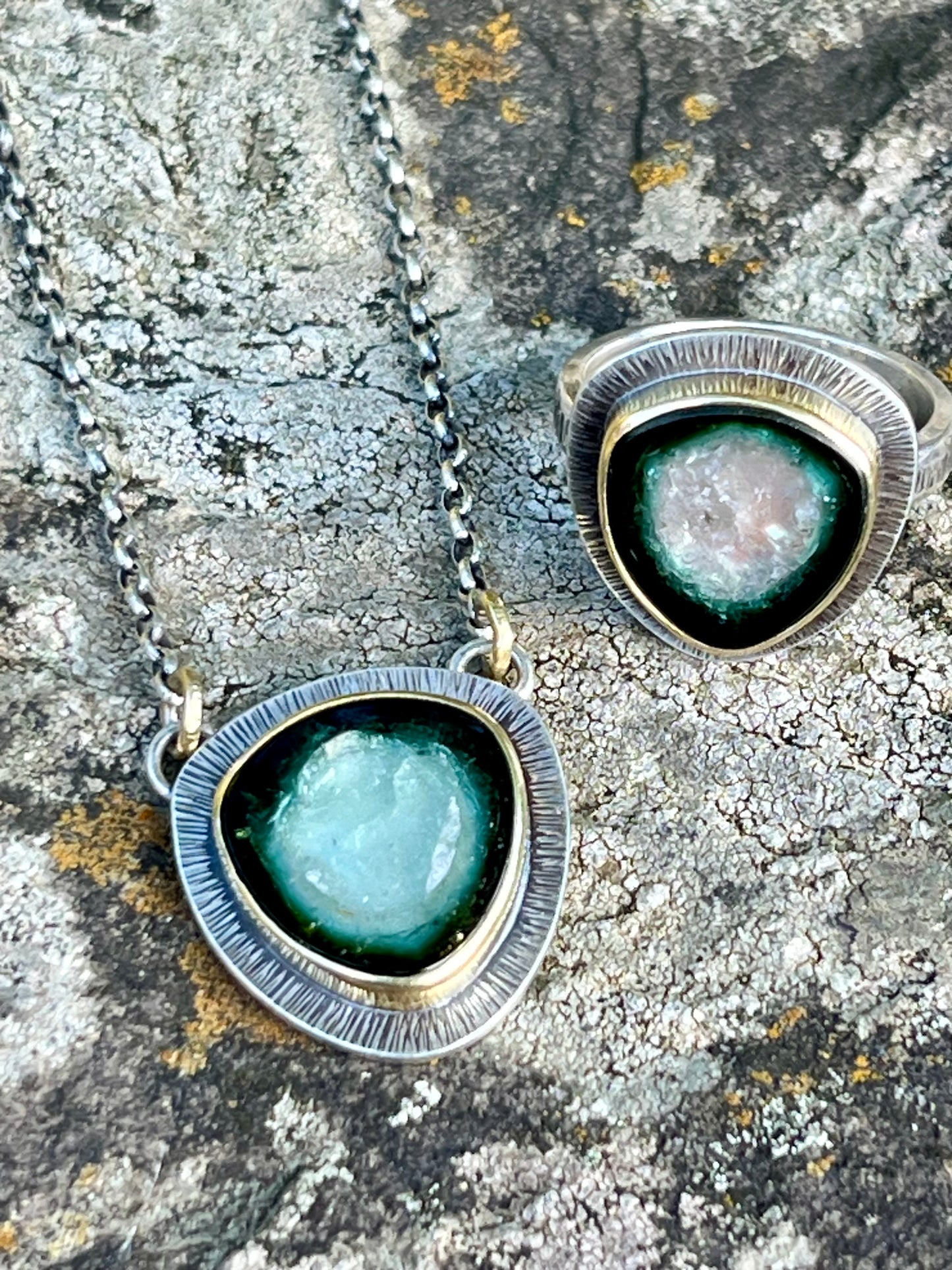 Tourmaline Slice Doublet Necklace