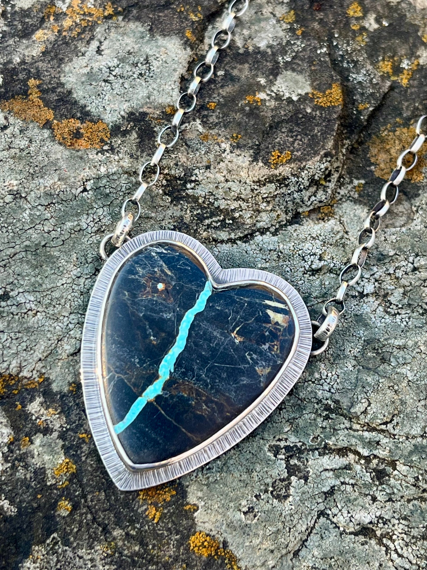 Viking Ribbon Turquoise Heart Necklace