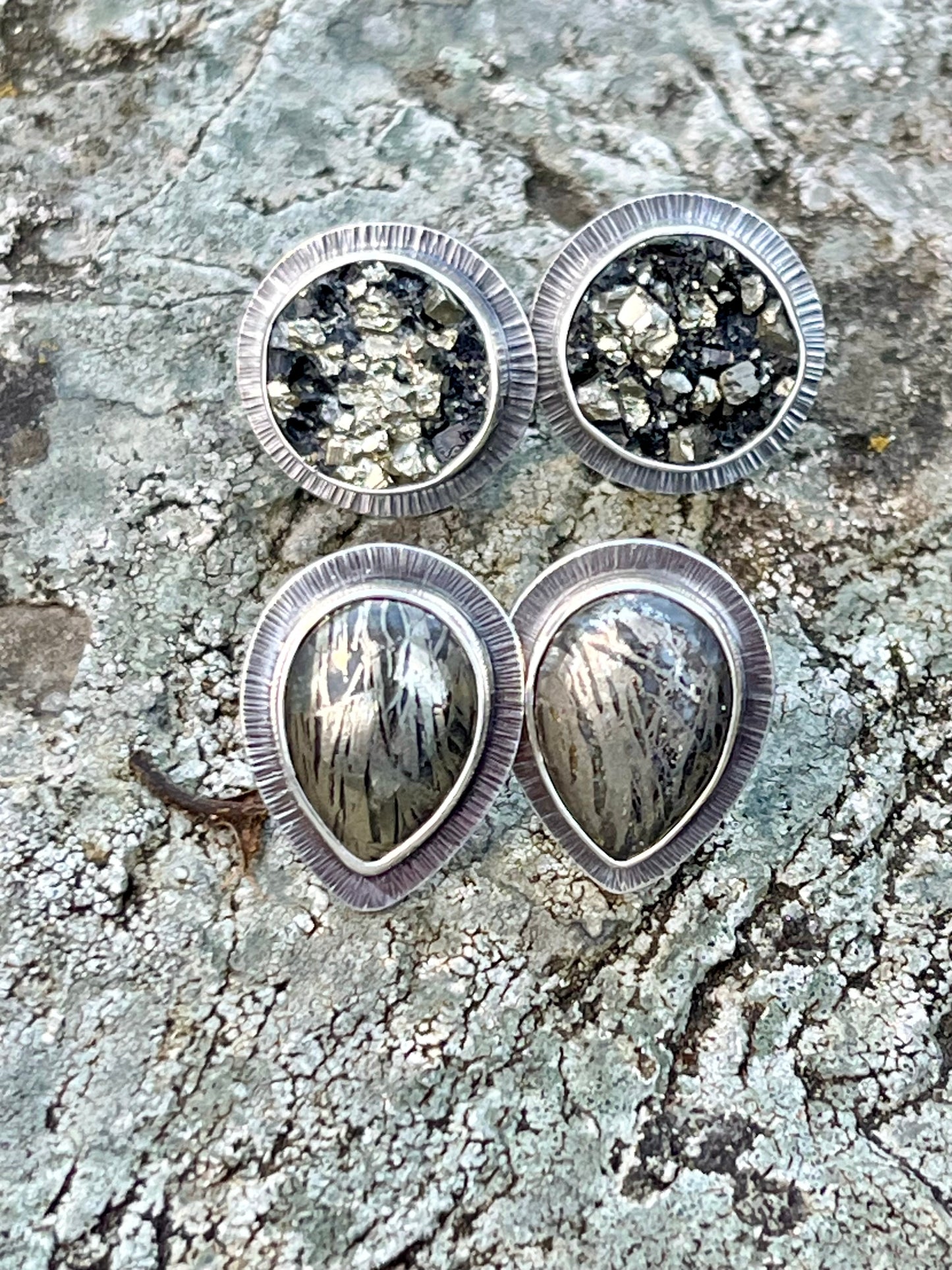 Feathered Pyrite Earrings