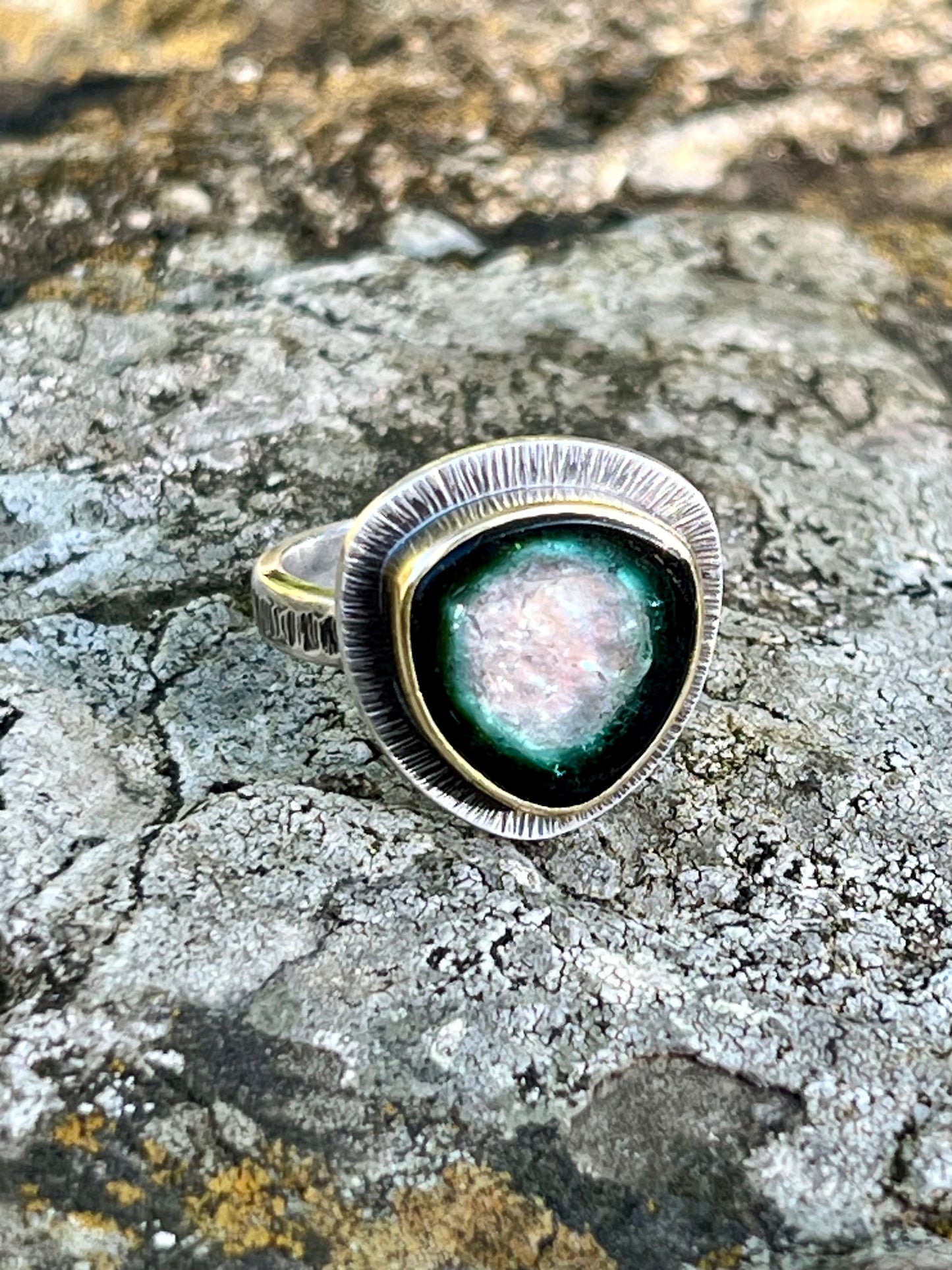 Tourmaline Slice Doublet Ring