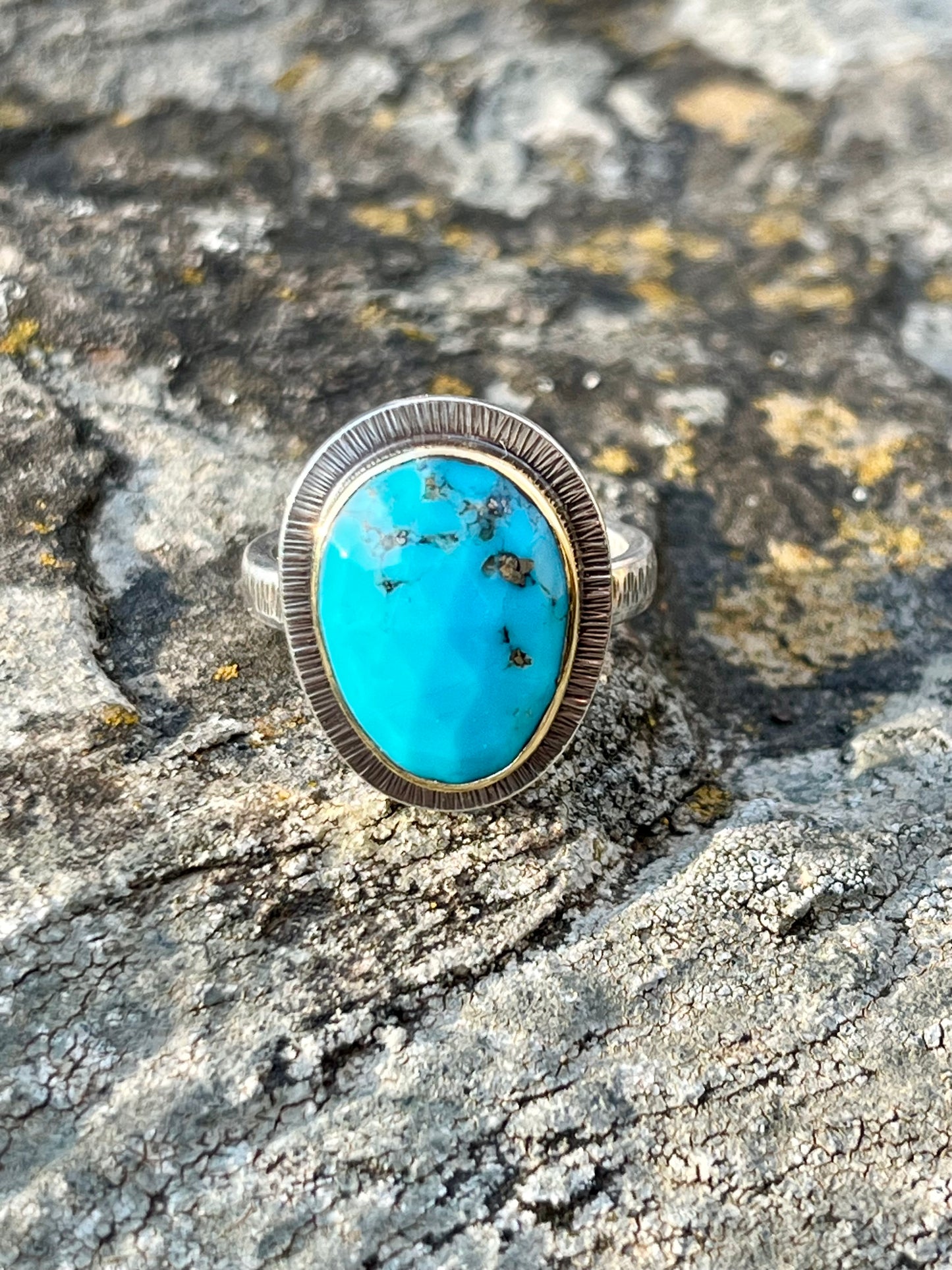 Faceted Morenci Turquoise Ring