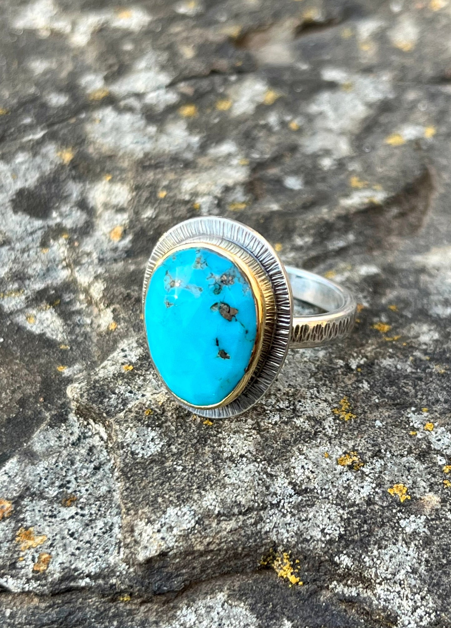 Faceted Morenci Turquoise Ring