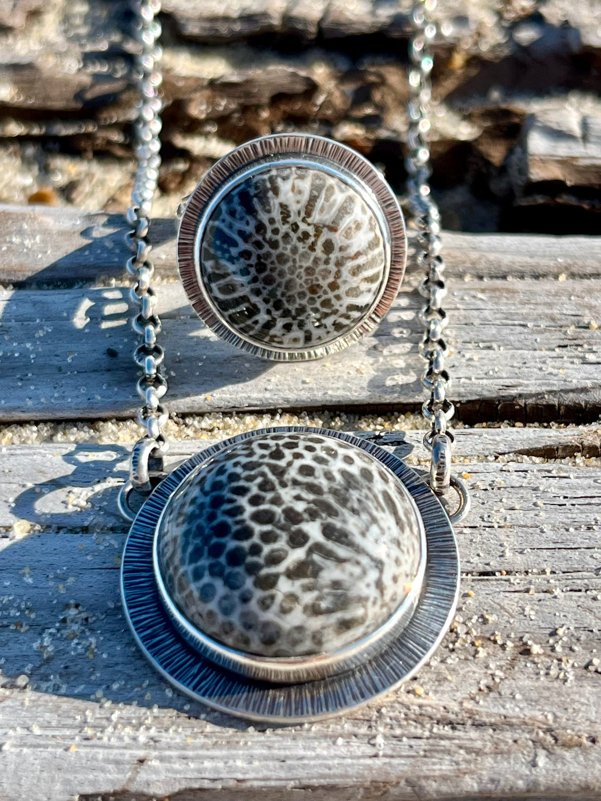 Black Fossil Coral Necklace