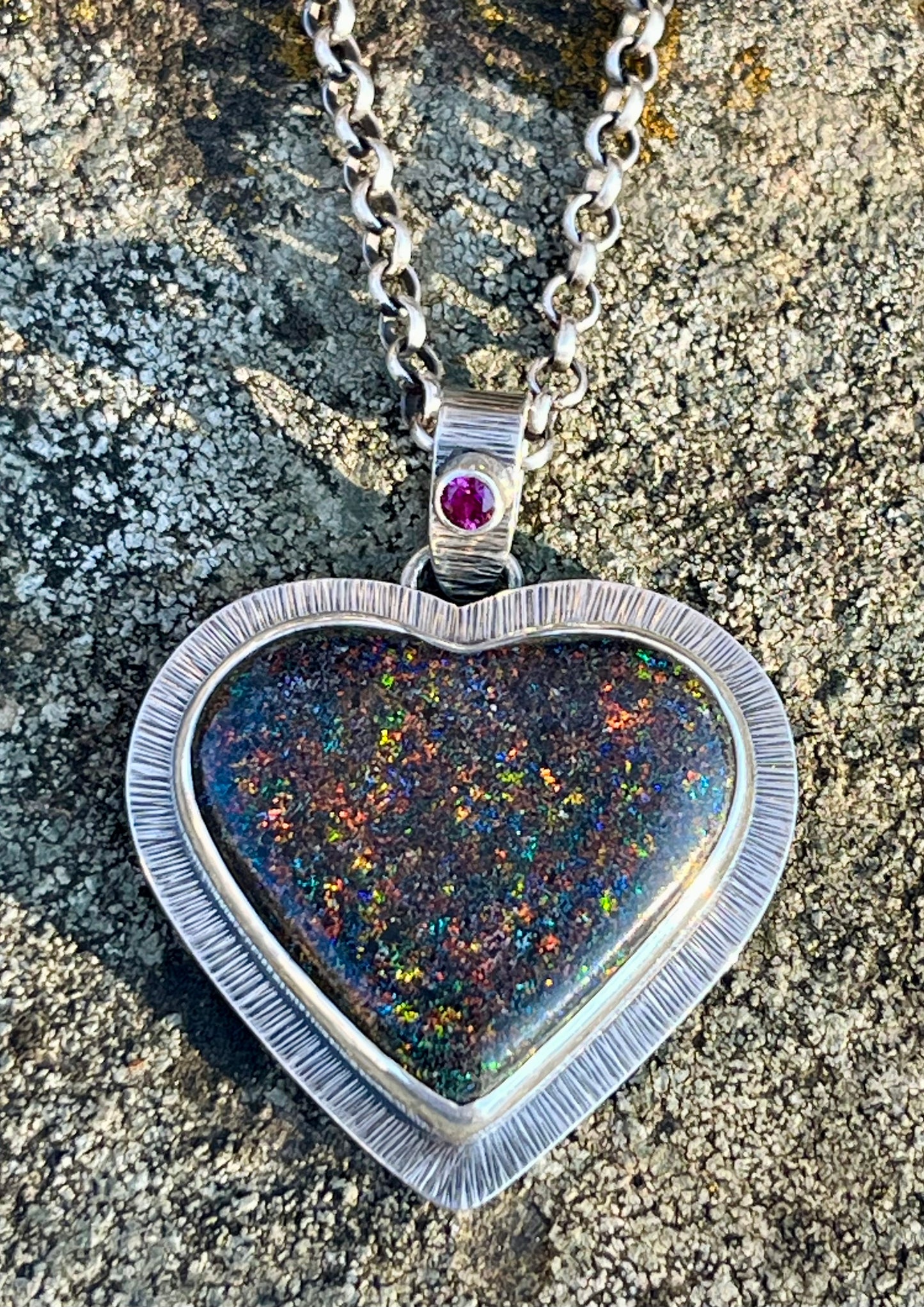 Andamooka Opal Heart Necklace