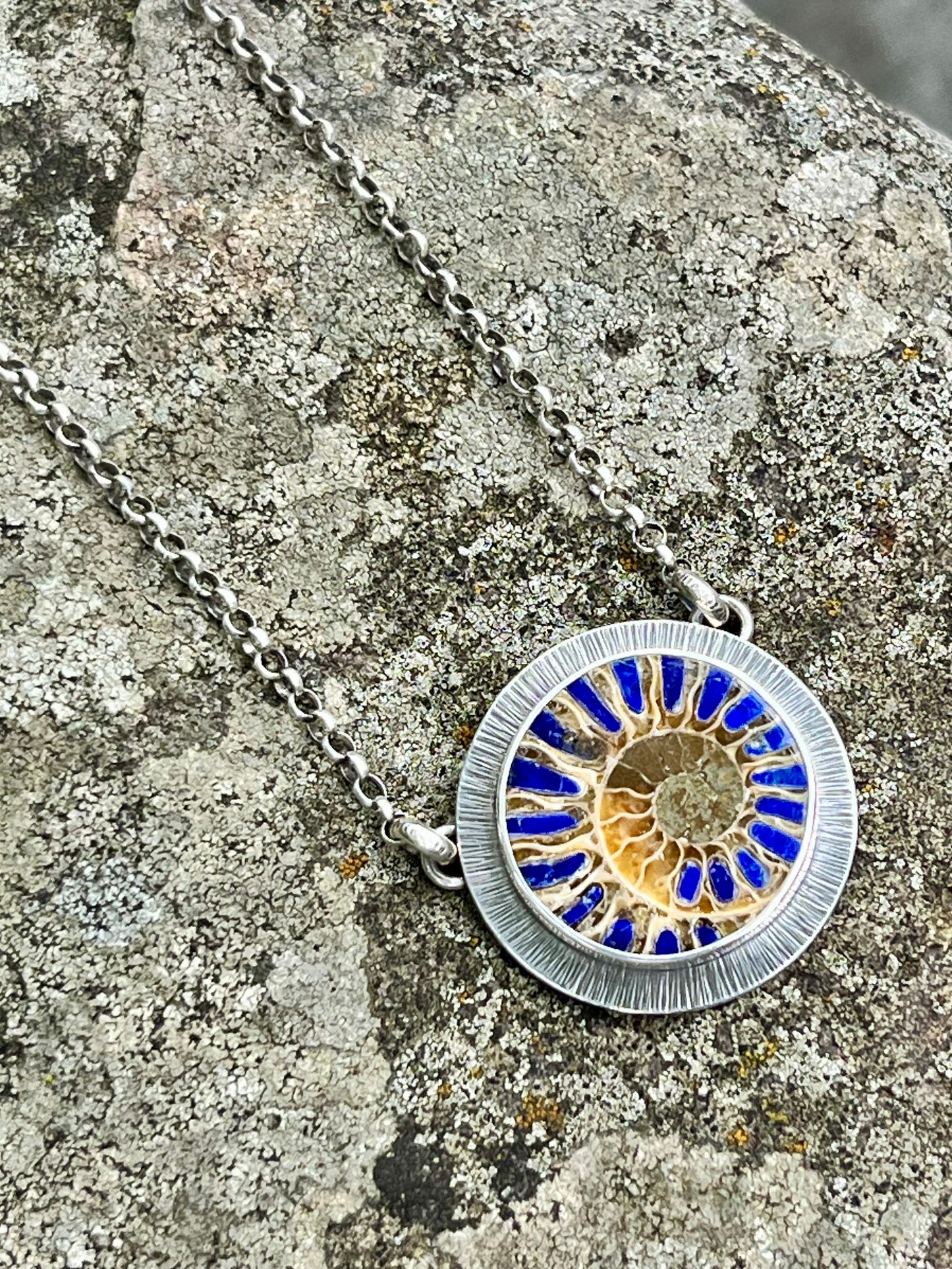 Ammonite with Lapis Inlay Necklace