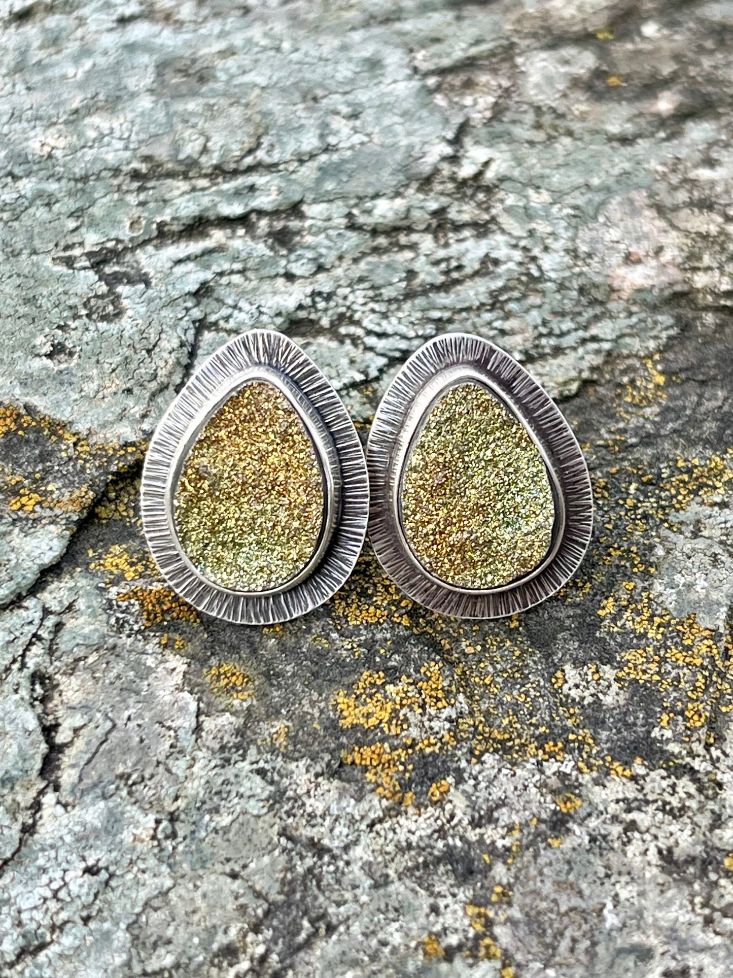 Rainbow Pyrite Drusy Earrings
