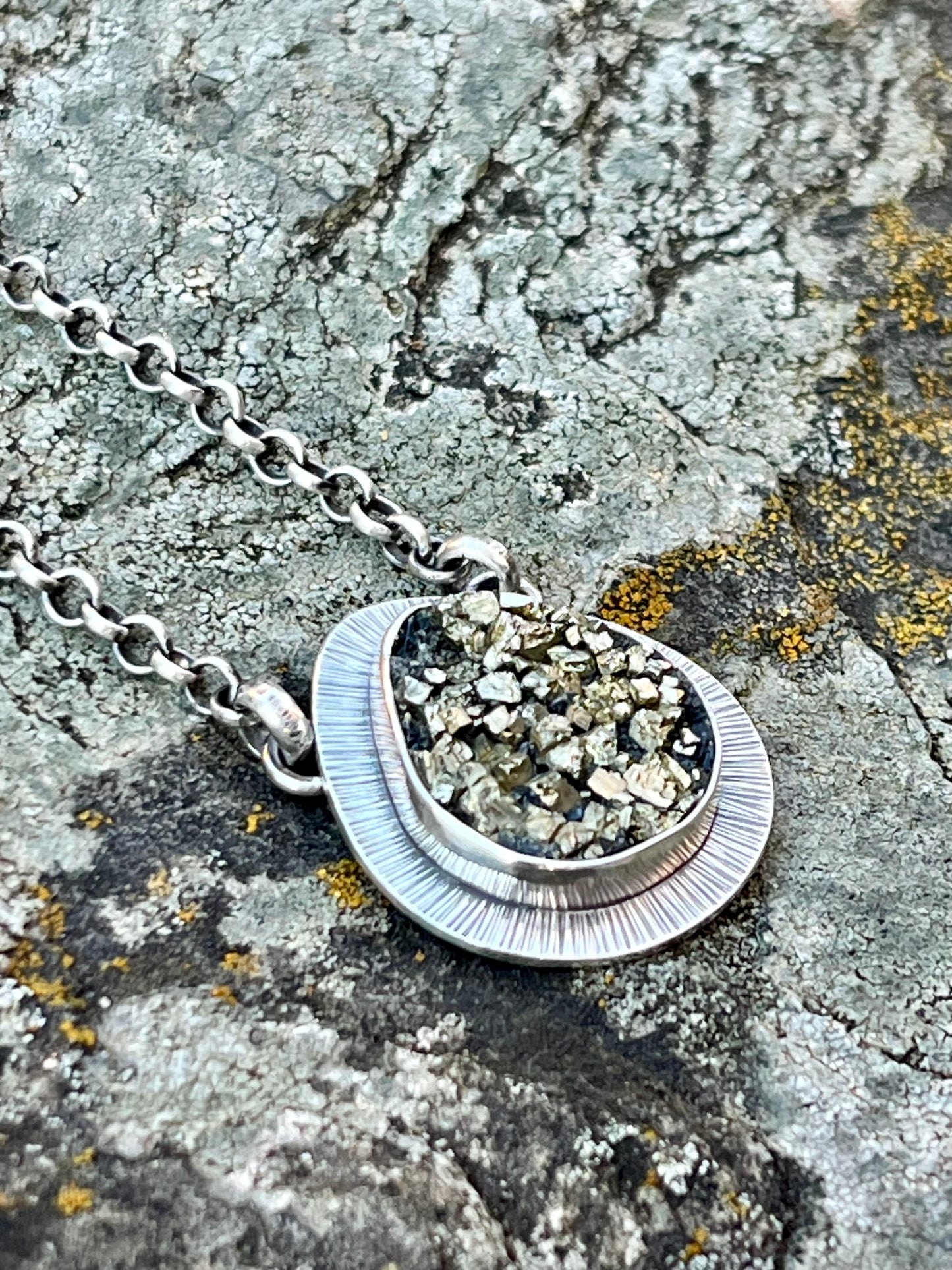 Pyrite Drusy in Basalt Necklace