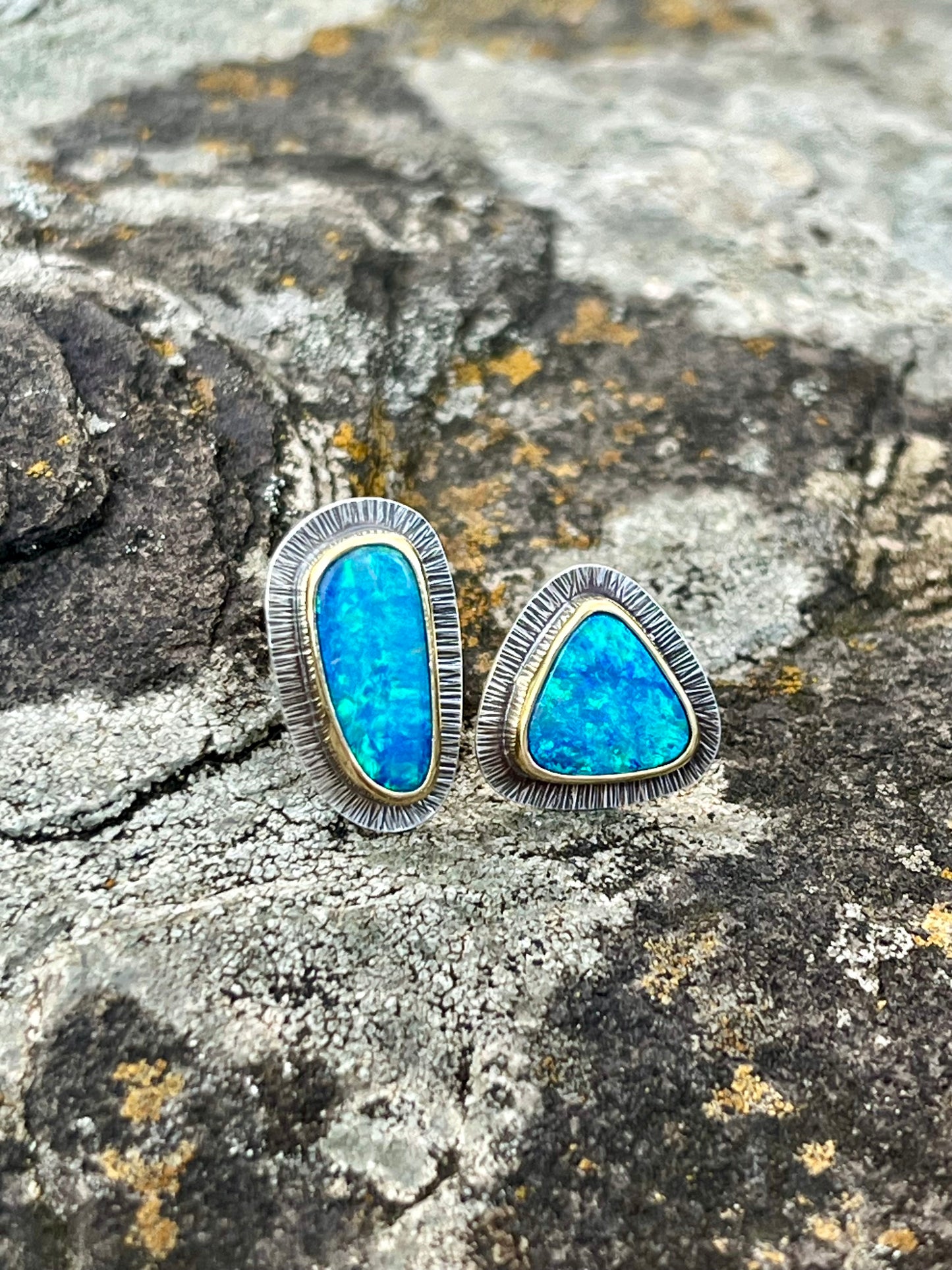 Australian Lightning Ridge Opal Mismatched Earrings