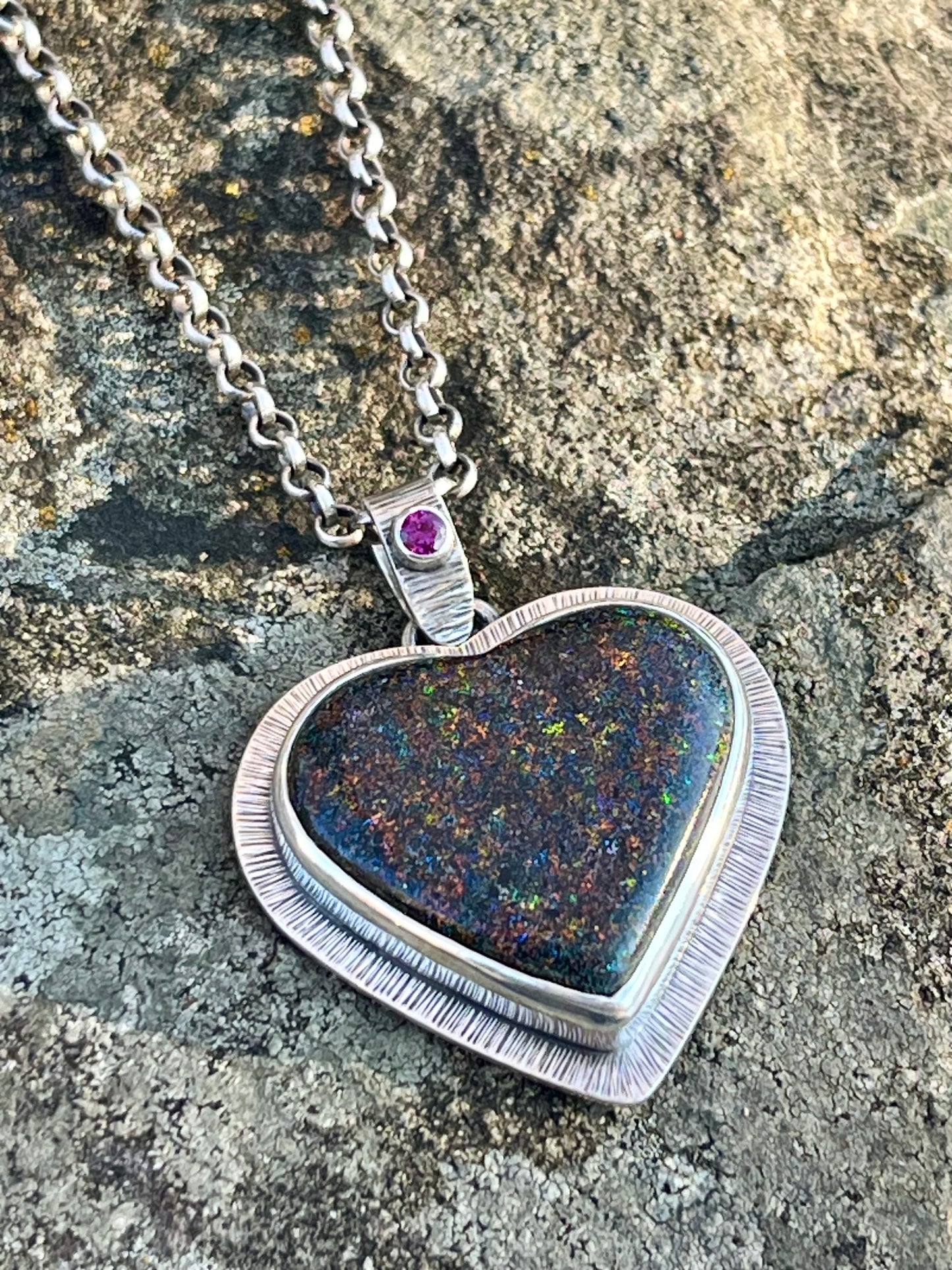 Andamooka Opal Heart Necklace