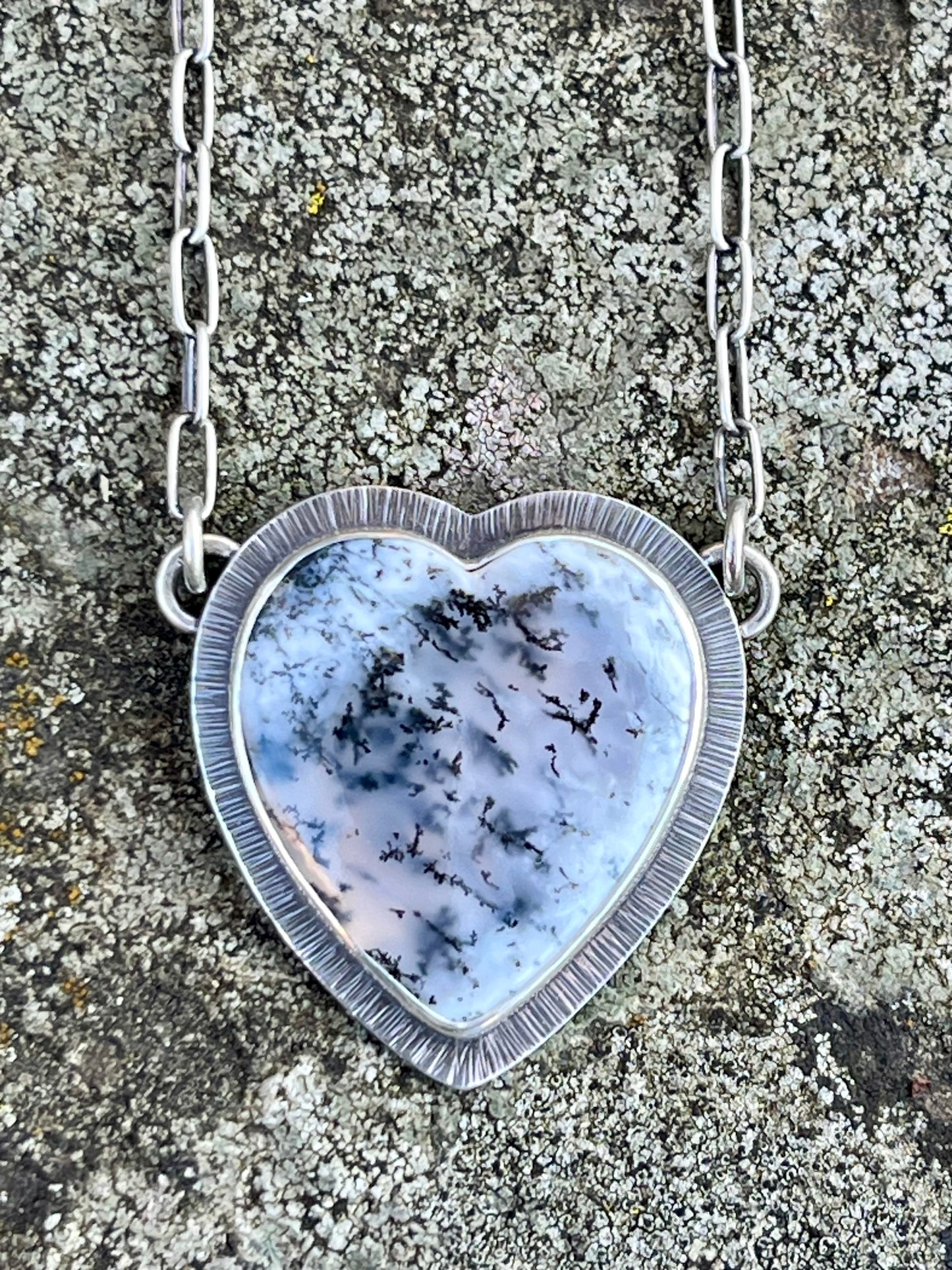 Dendritic Opalized Agate Heart Necklace