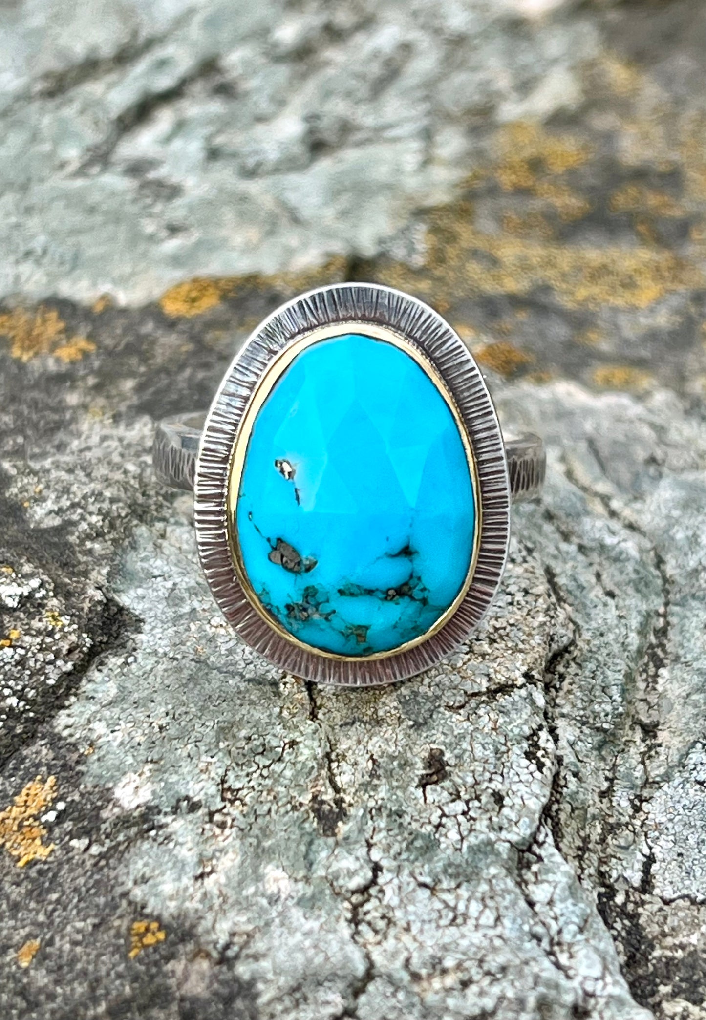 Faceted Morenci Turquoise Ring