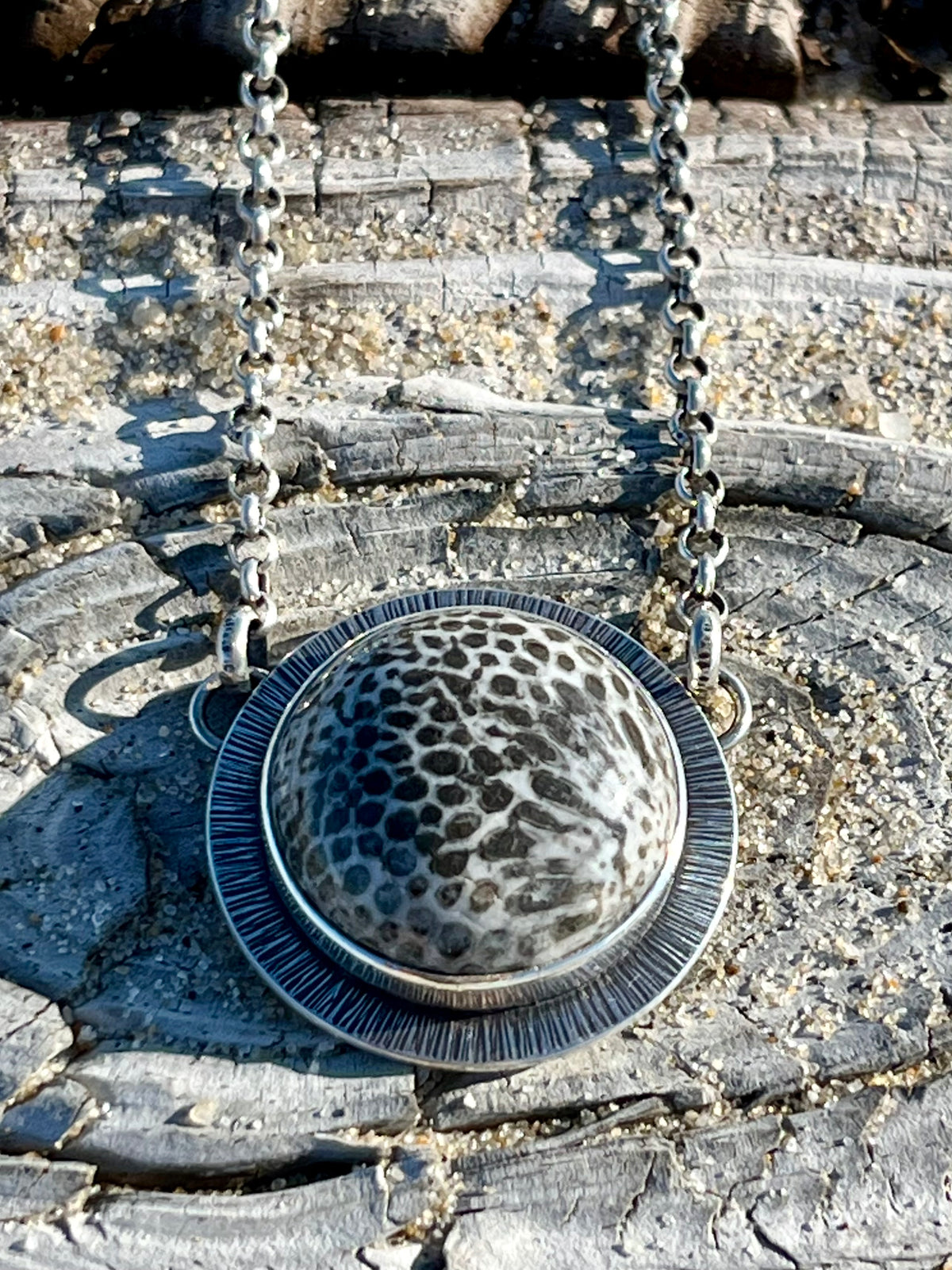 Black Fossil Coral Necklace