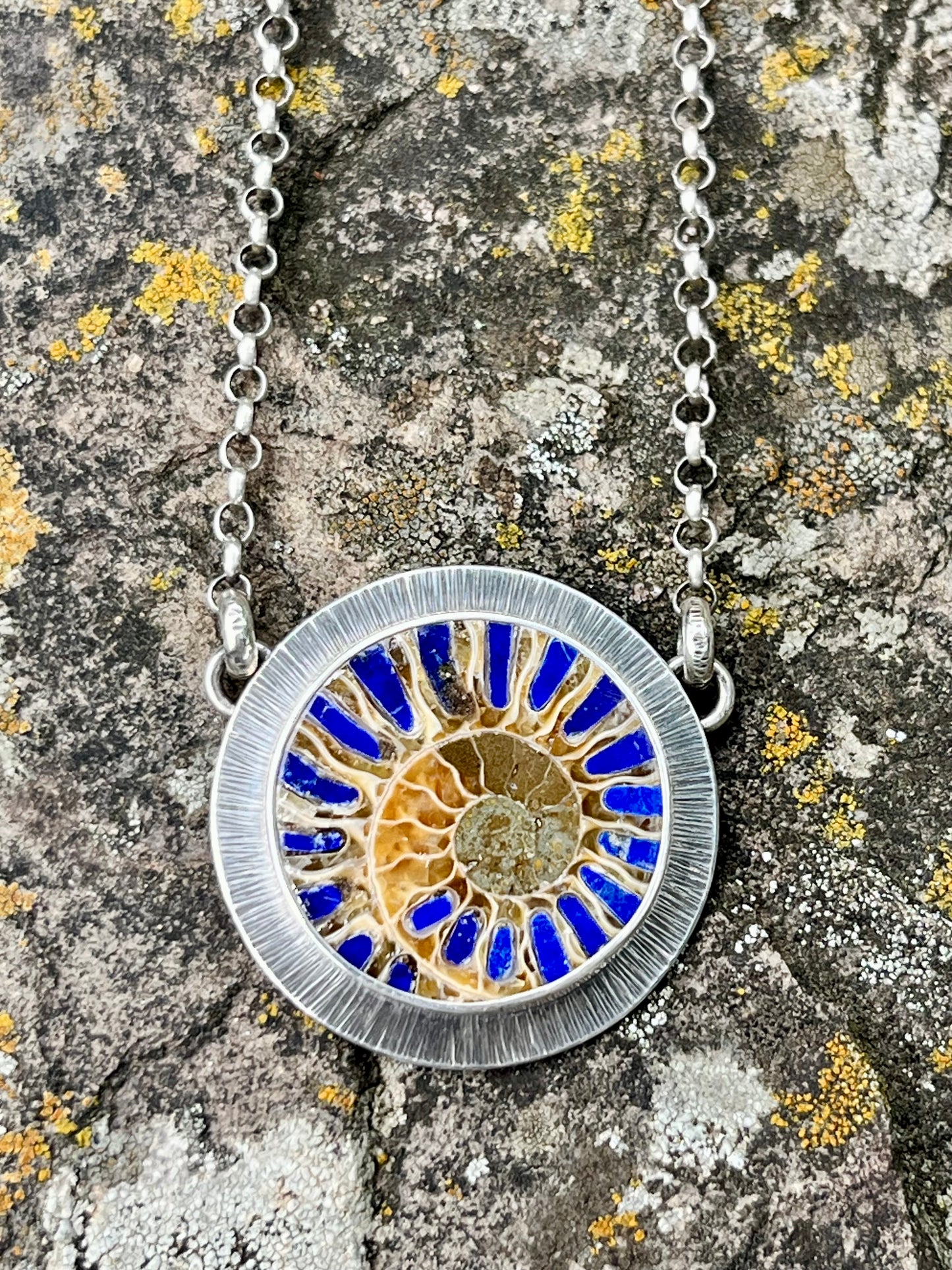 Ammonite with Lapis Inlay Necklace