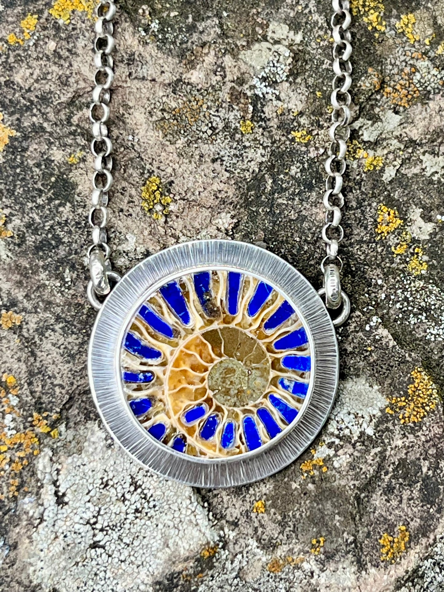 Ammonite with Lapis Inlay Necklace
