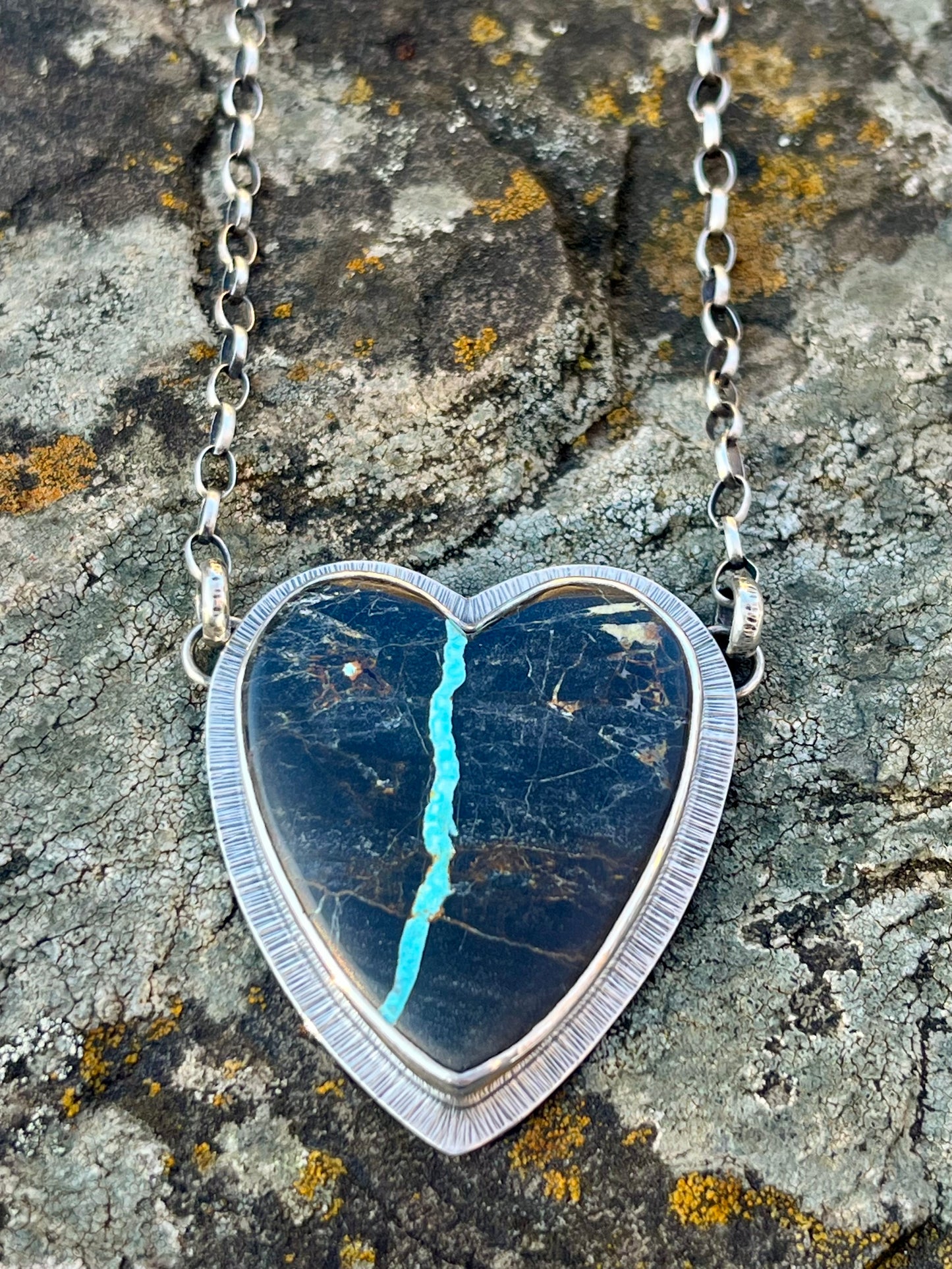 Viking Ribbon Turquoise Heart Necklace