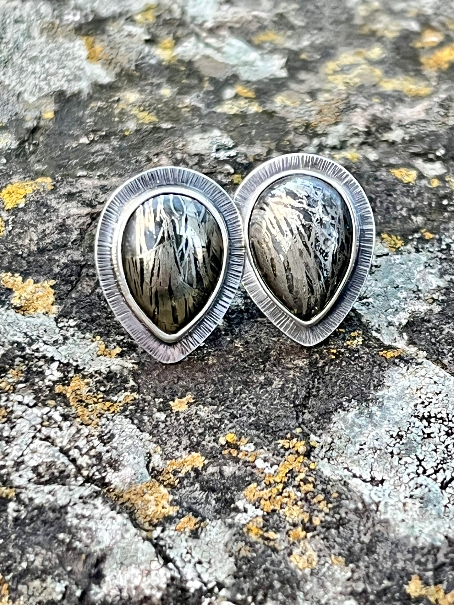Feathered Pyrite Earrings