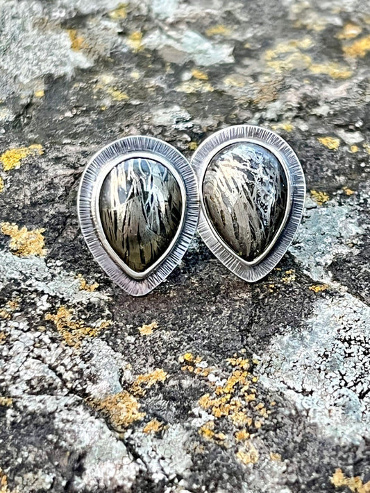 Feathered Pyrite Earrings