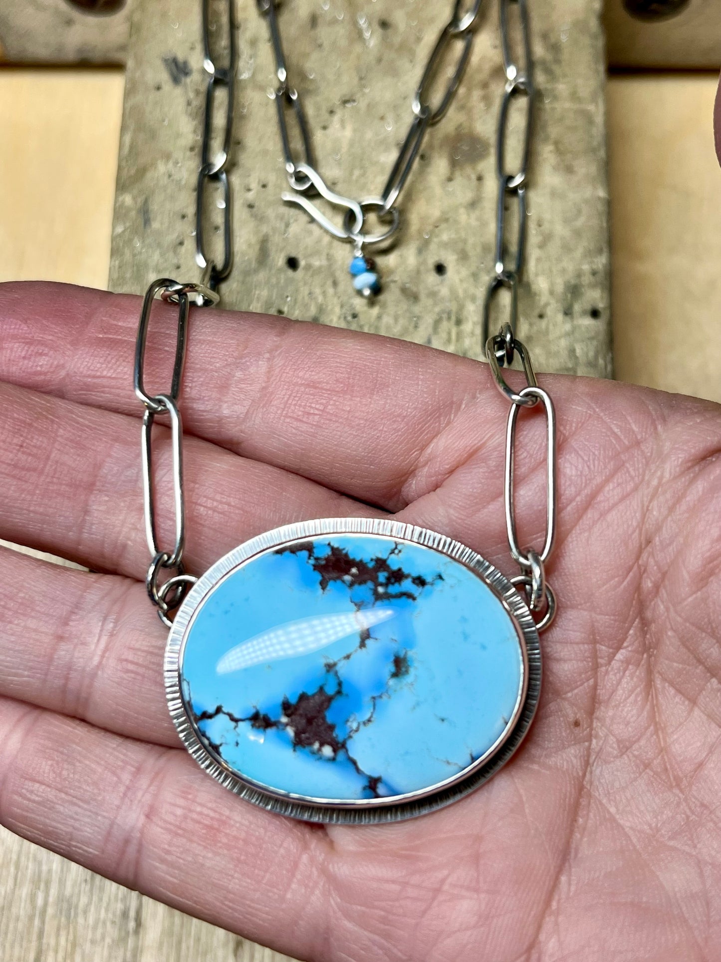 Golden Hill Turquoise Necklace with Handmade Chain