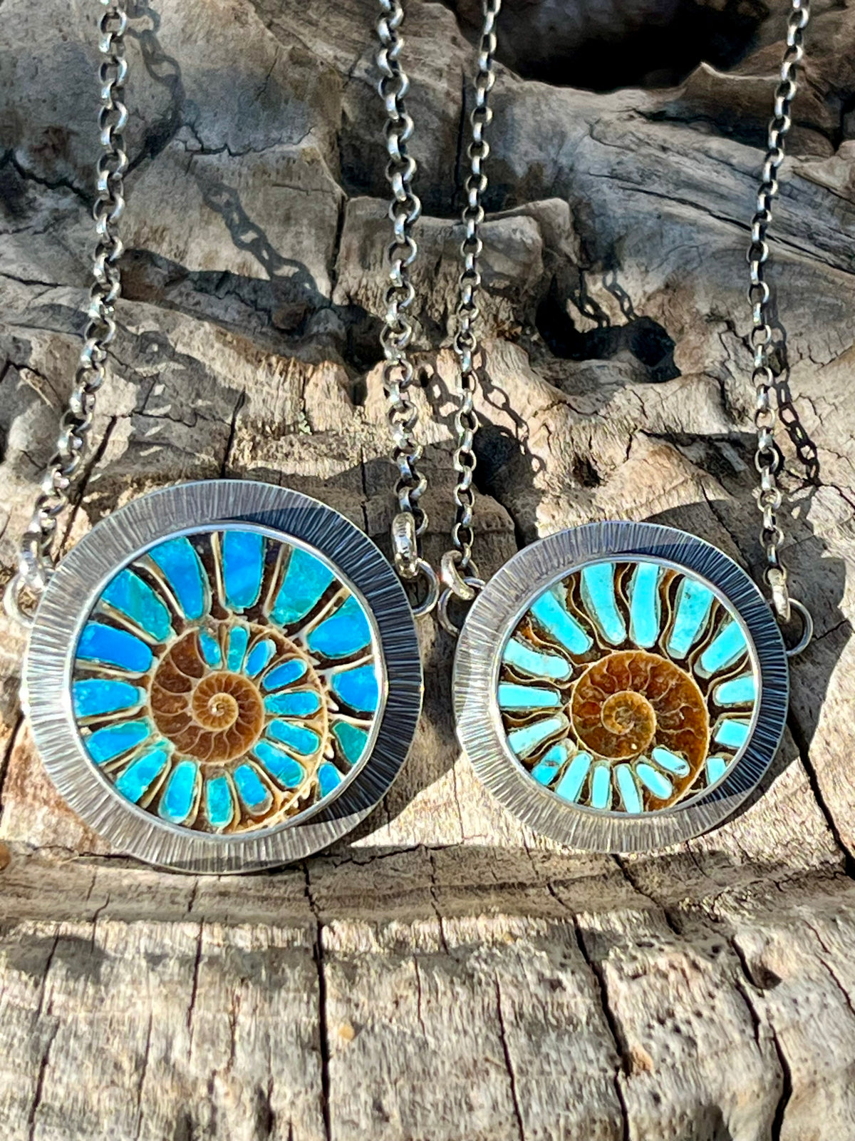 Ammonite with Turquoise Inlay Necklace