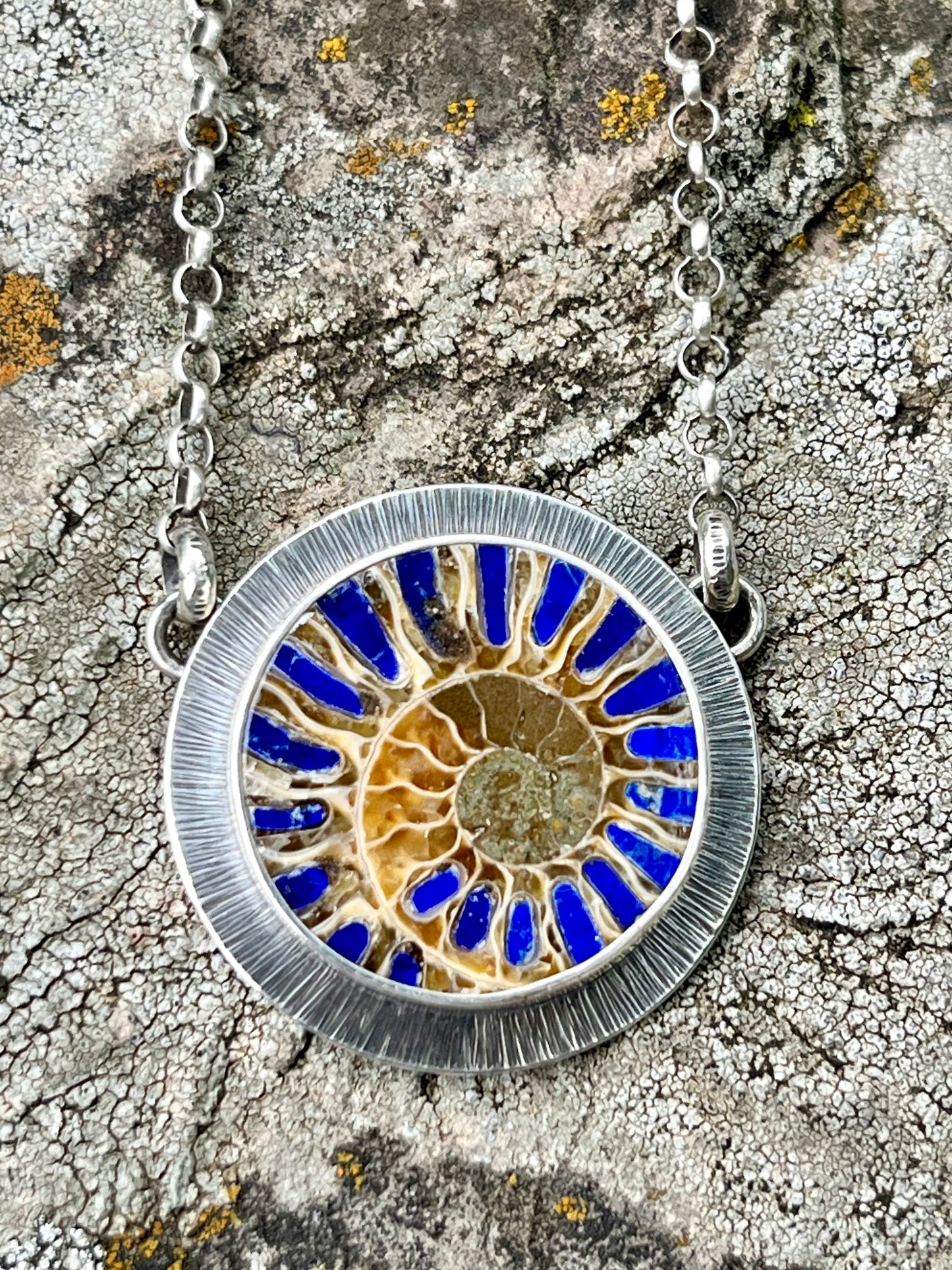 Ammonite with Lapis Inlay Necklace