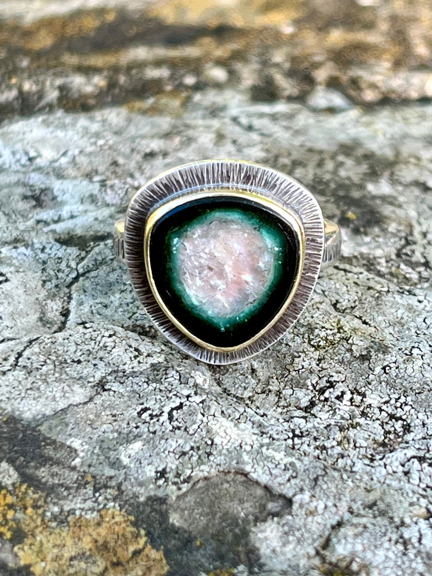 Tourmaline Slice Doublet Ring