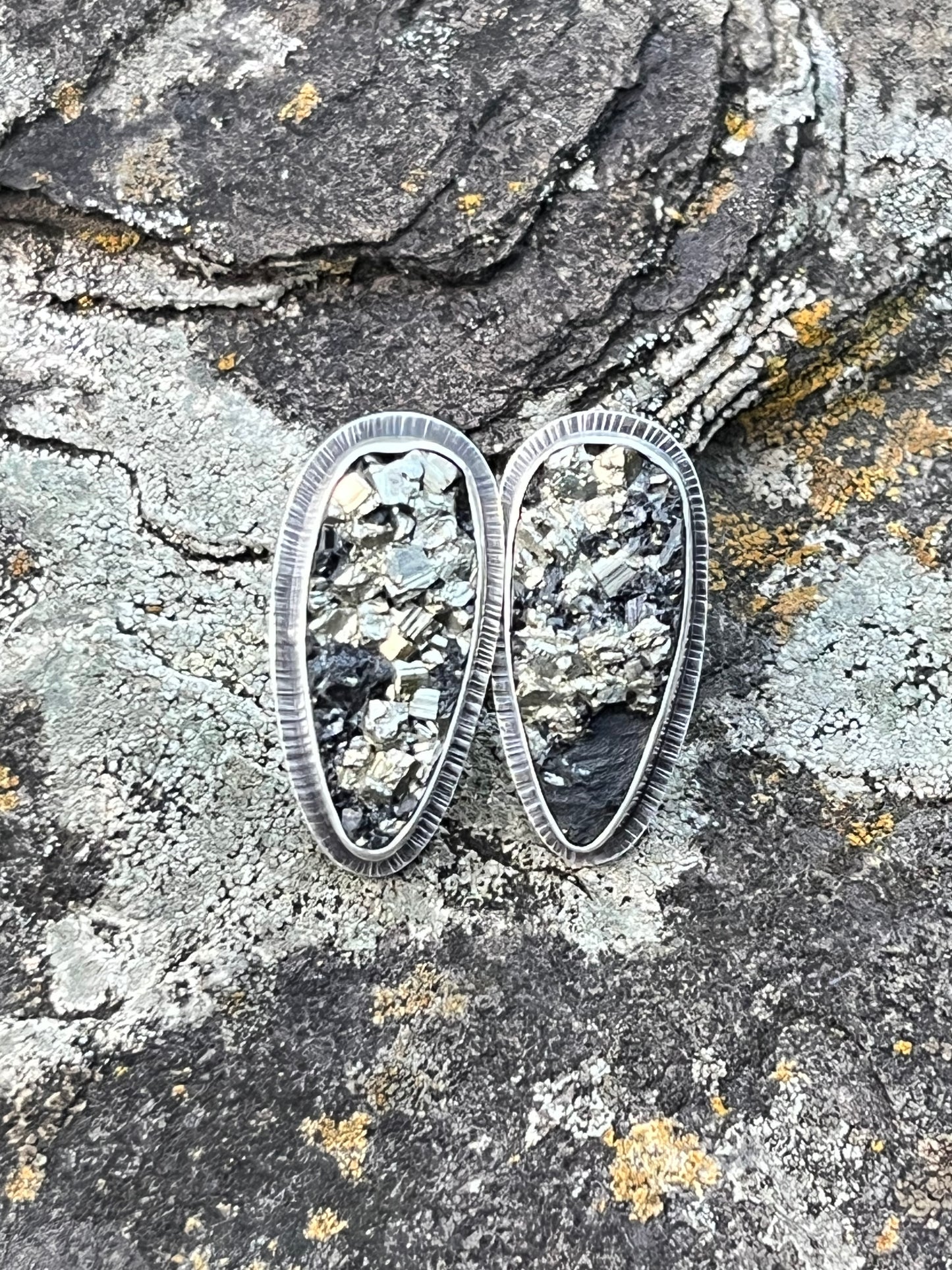 Pyrite Drusy Talon Earrings