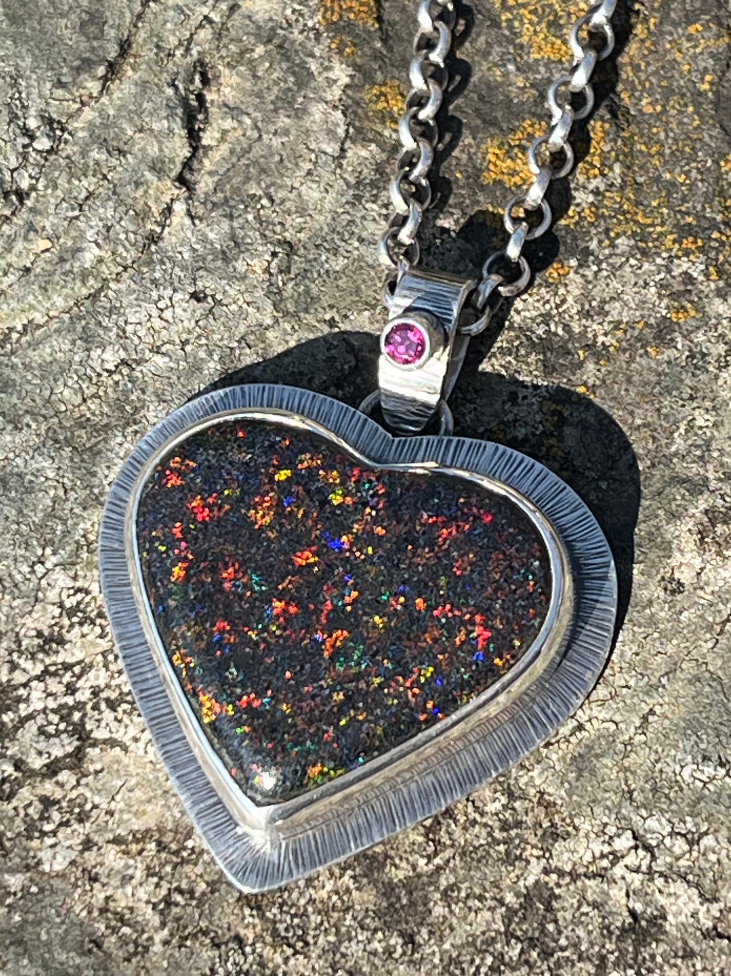 Andamooka Opal Heart Necklace