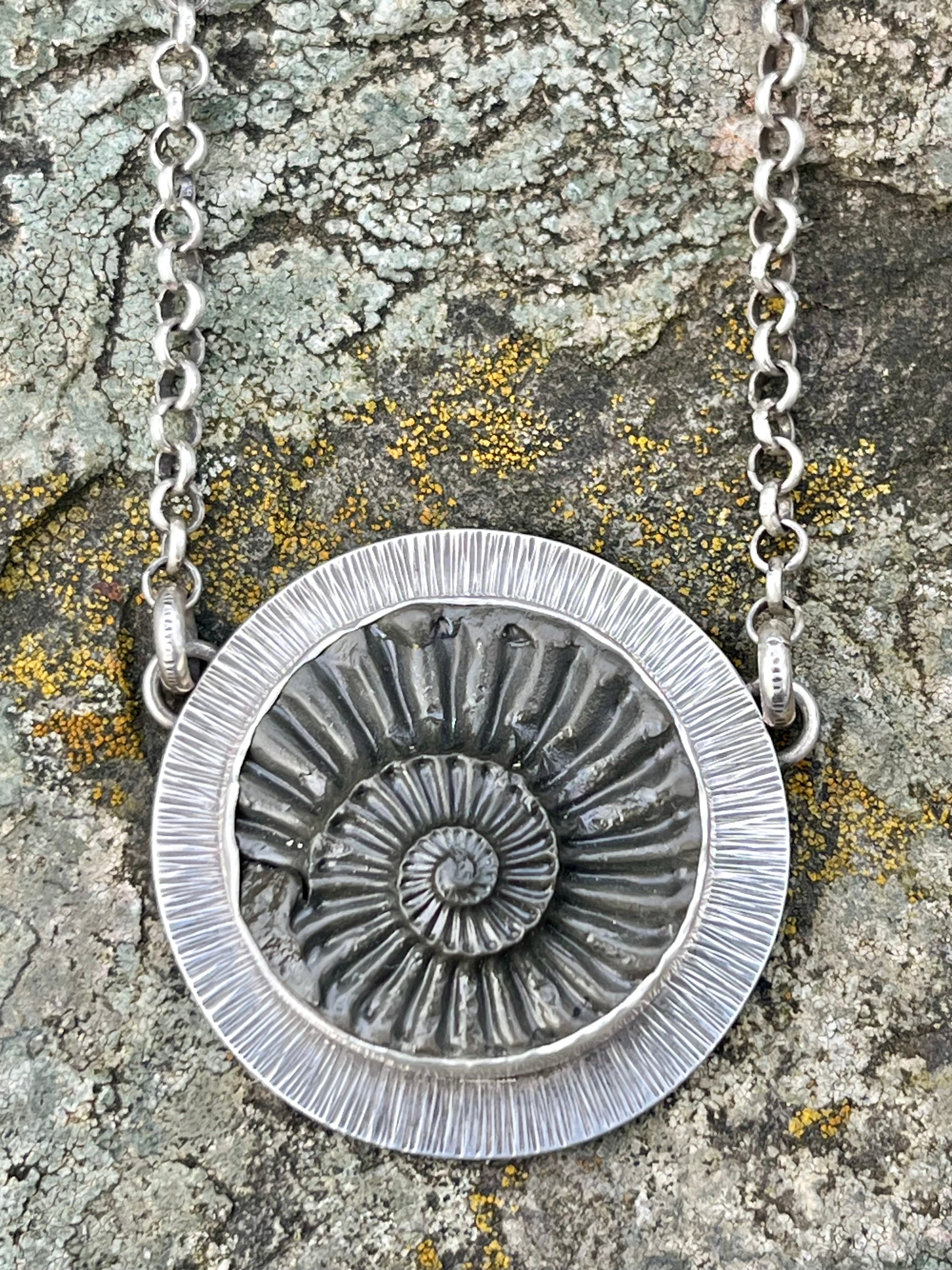 Pyritized Ammonite Negative Necklace – Shiny Objects by Michele