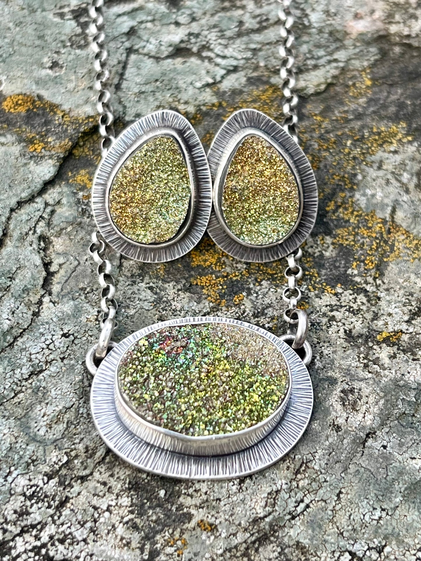 Rainbow Pyrite Drusy Earrings