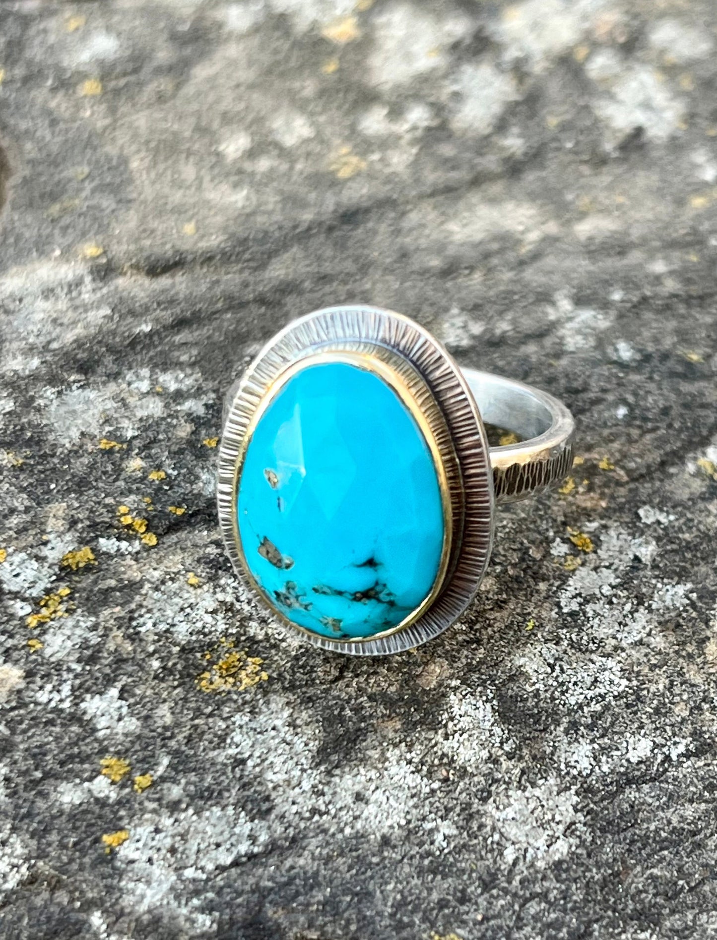 Faceted Morenci Turquoise Ring