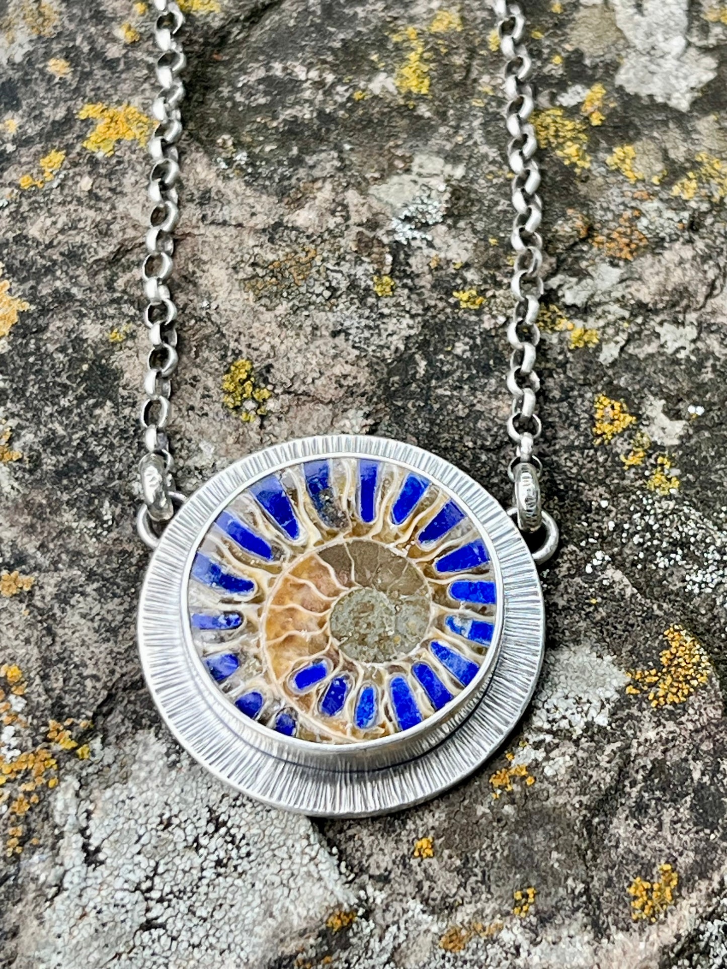 Ammonite with Lapis Inlay Necklace
