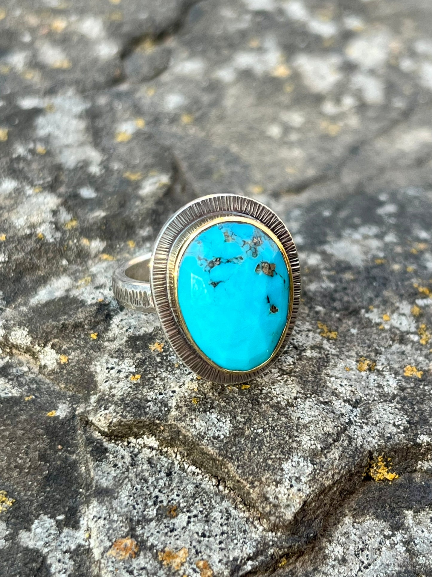 Faceted Morenci Turquoise Ring