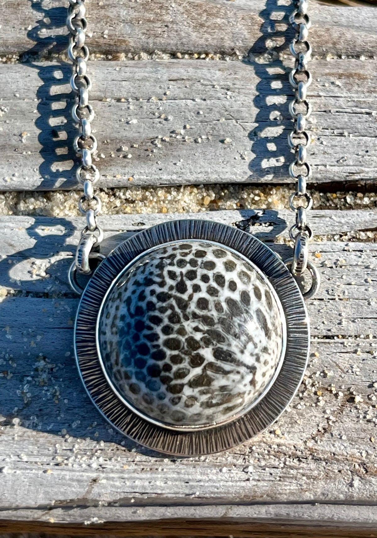 Black Fossil Coral Necklace