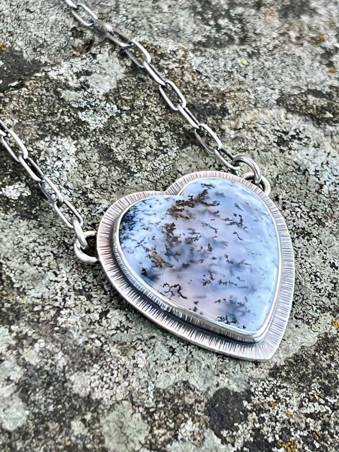 Dendritic Opalized Agate Heart Necklace