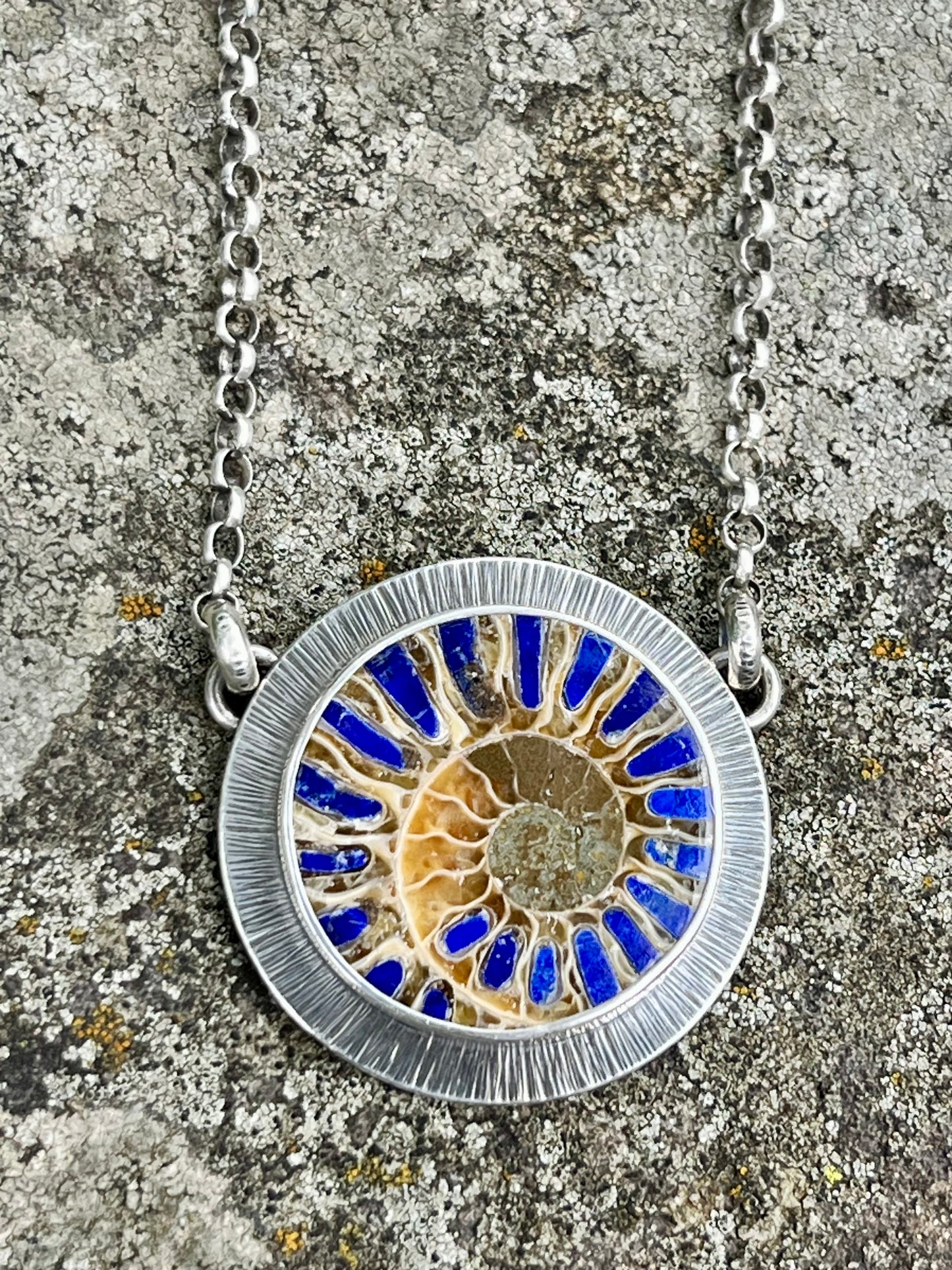 Ammonite with Lapis Inlay Necklace